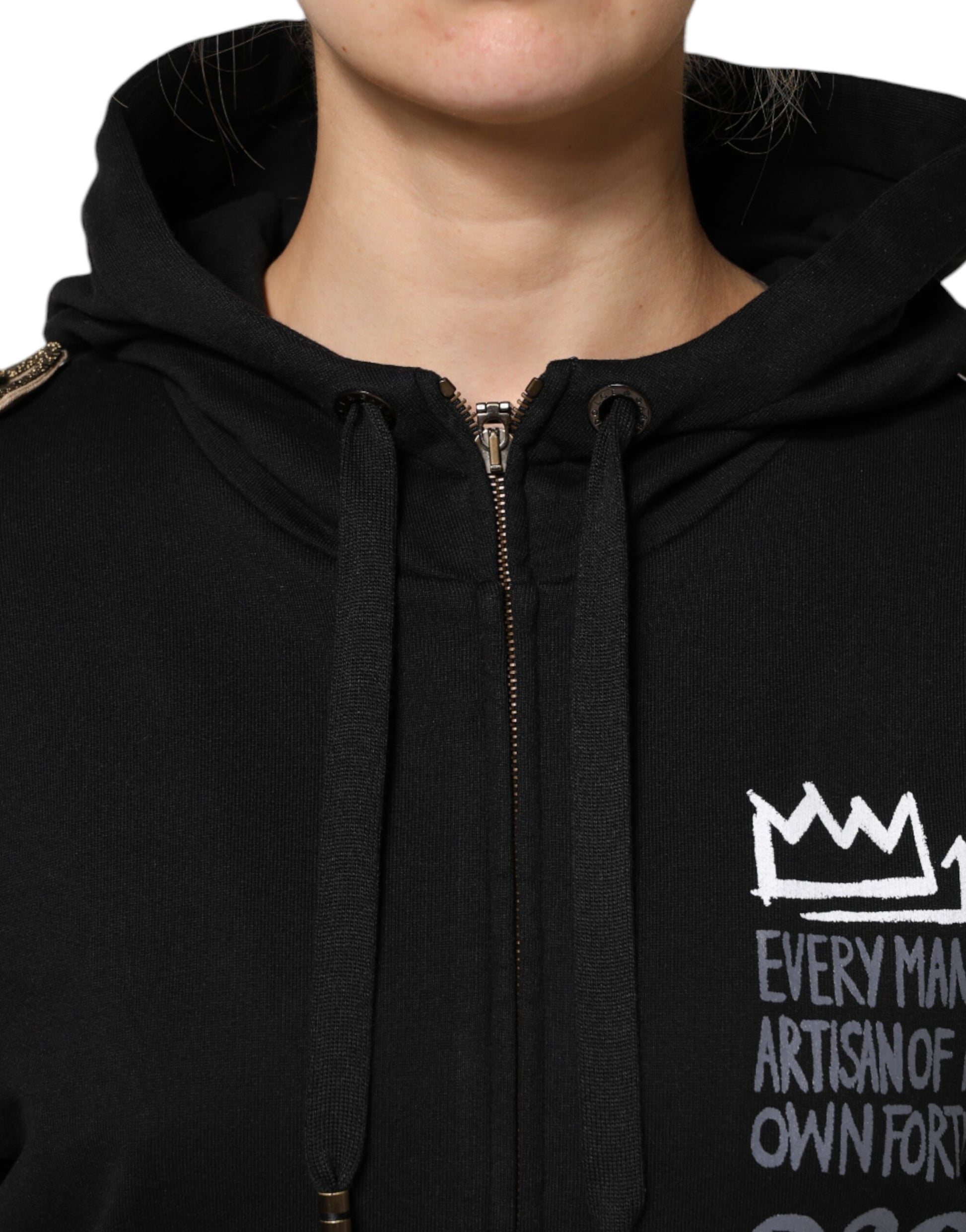 Veste sweat-shirt à capuche et fermeture éclair intégrale avec logo noir Dolce &amp; Gabbana
