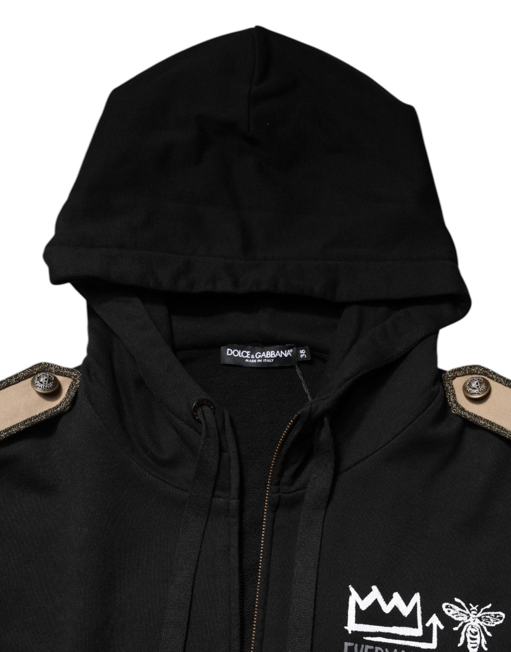 Veste sweat-shirt à capuche et fermeture éclair intégrale avec logo noir Dolce &amp; Gabbana