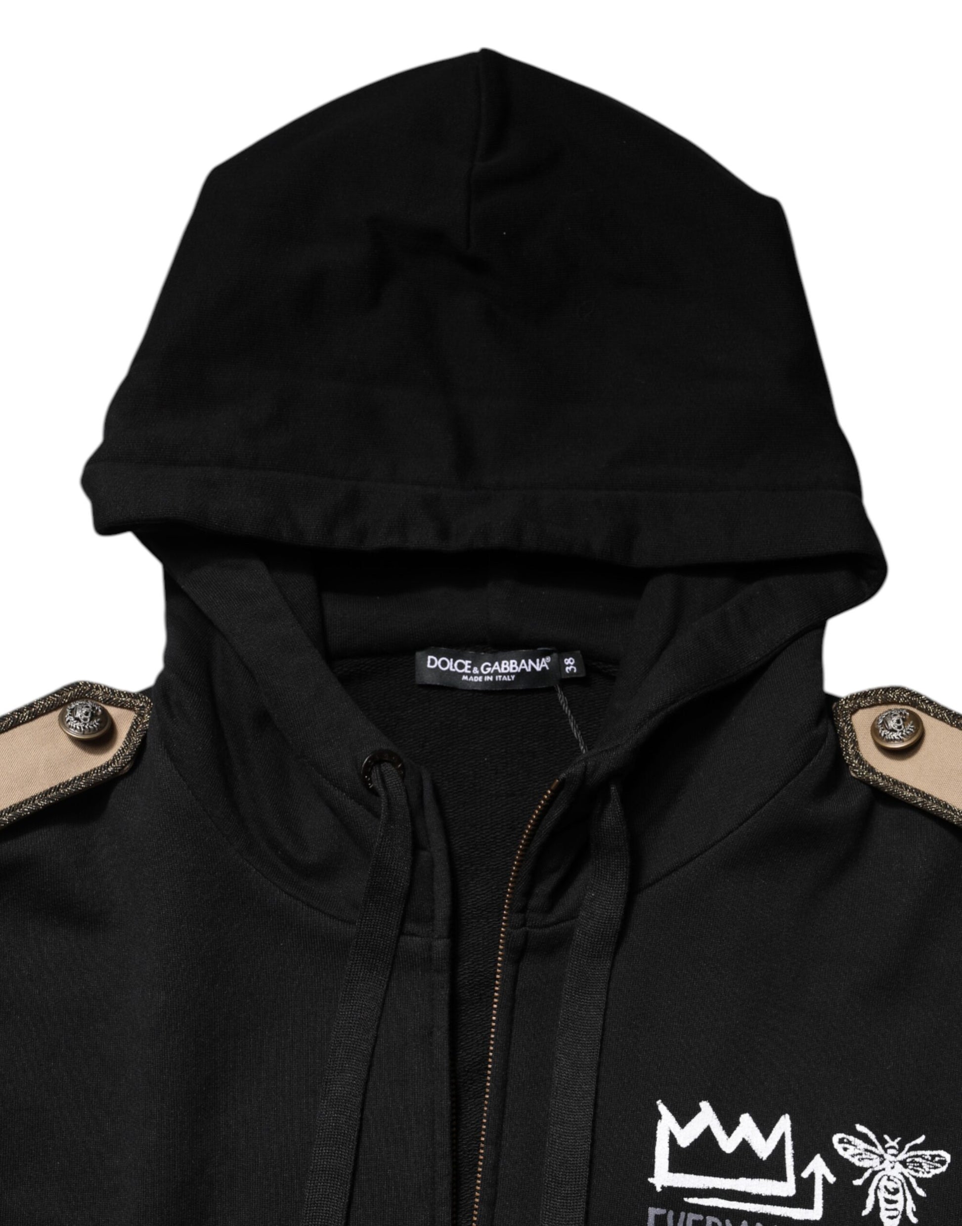 Veste sweat-shirt à capuche et fermeture éclair intégrale avec logo noir Dolce &amp; Gabbana