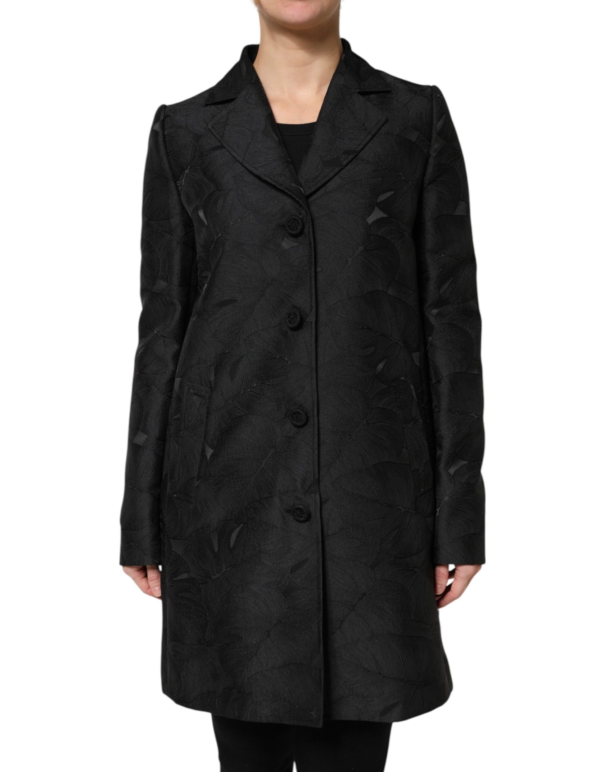 Trench-coat noir à boutonnage simple Dolce &amp; Gabbana