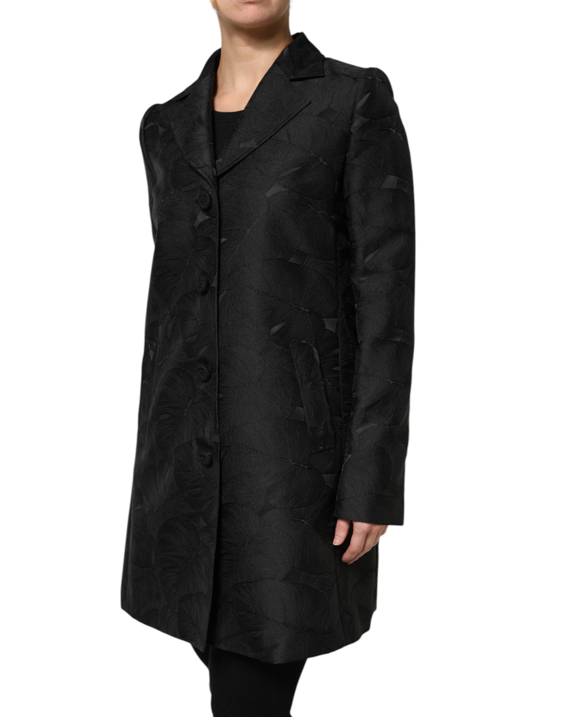 Trench-coat noir à boutonnage simple Dolce &amp; Gabbana