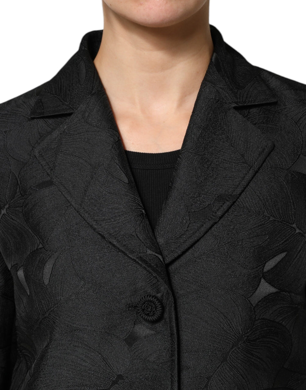 Trench-coat noir à boutonnage simple Dolce &amp; Gabbana