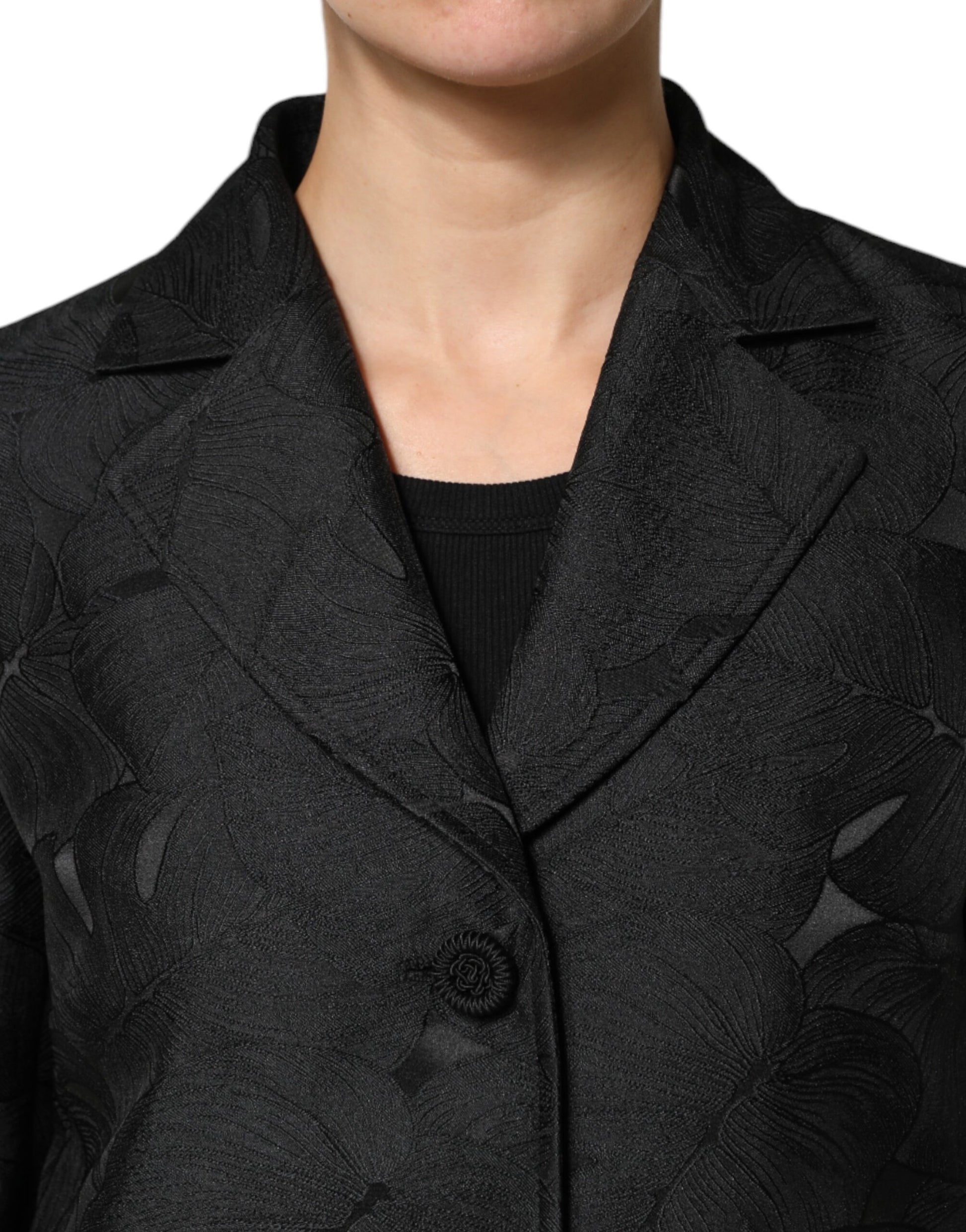 Trench-coat noir à boutonnage simple Dolce &amp; Gabbana