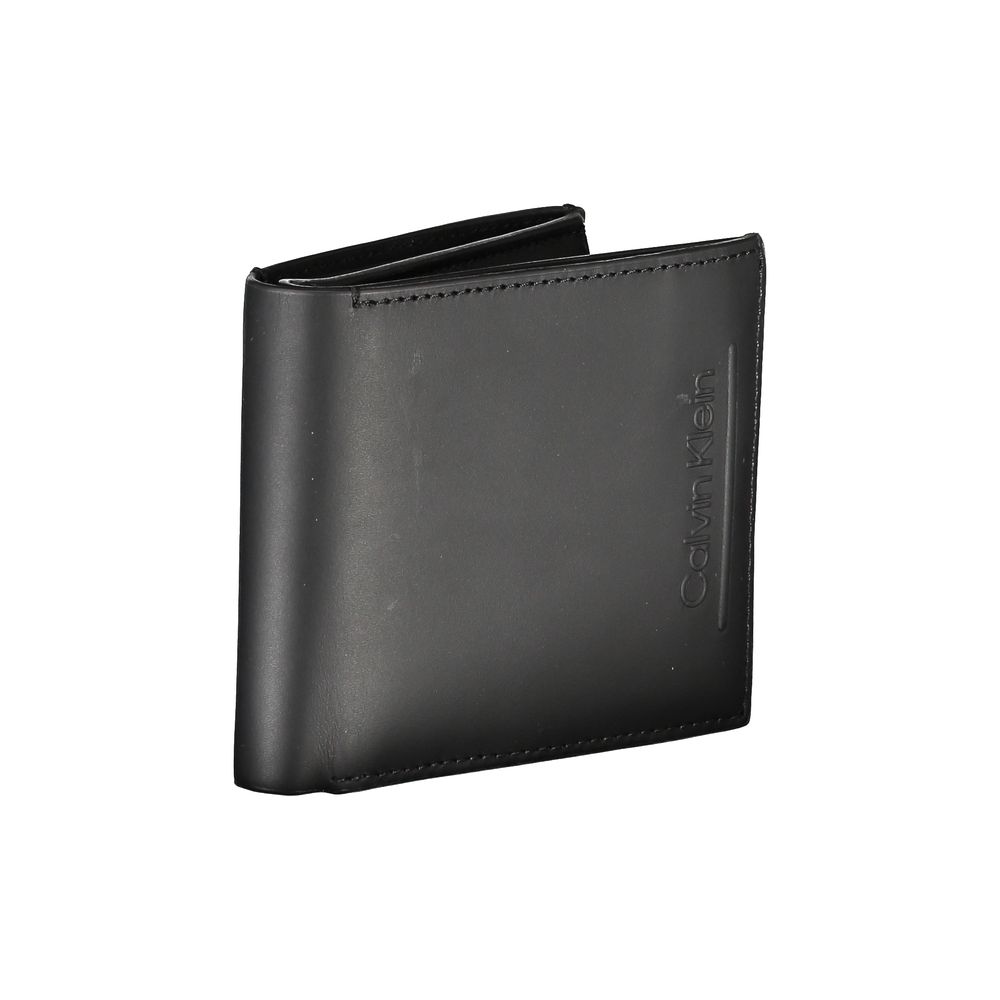 Portefeuille RFID en cuir noir Calvin Klein avec porte-monnaie