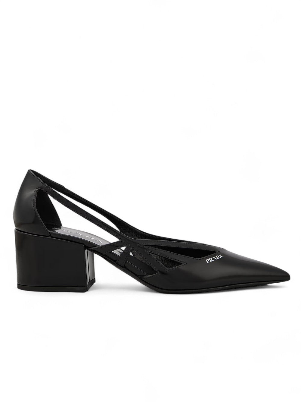 Escarpins Prada en cuir noir découpé 55