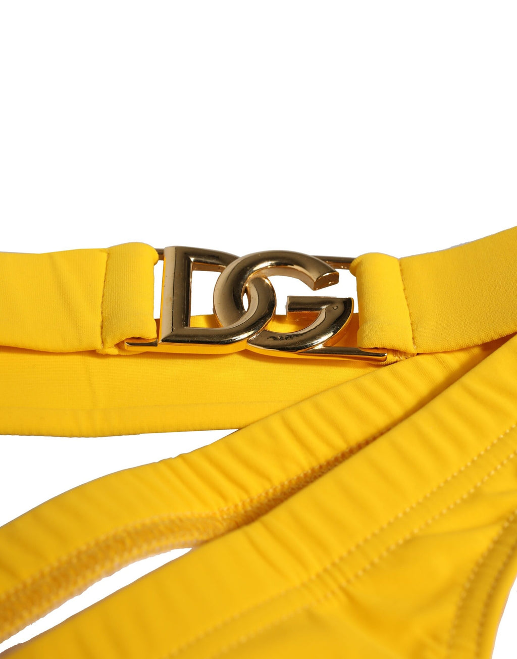 Maillot de bain slip de plage Dolce &amp; Gabbana à ceinture jaune et logo