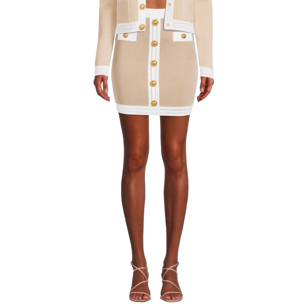Jupe en viscose beige Balmain