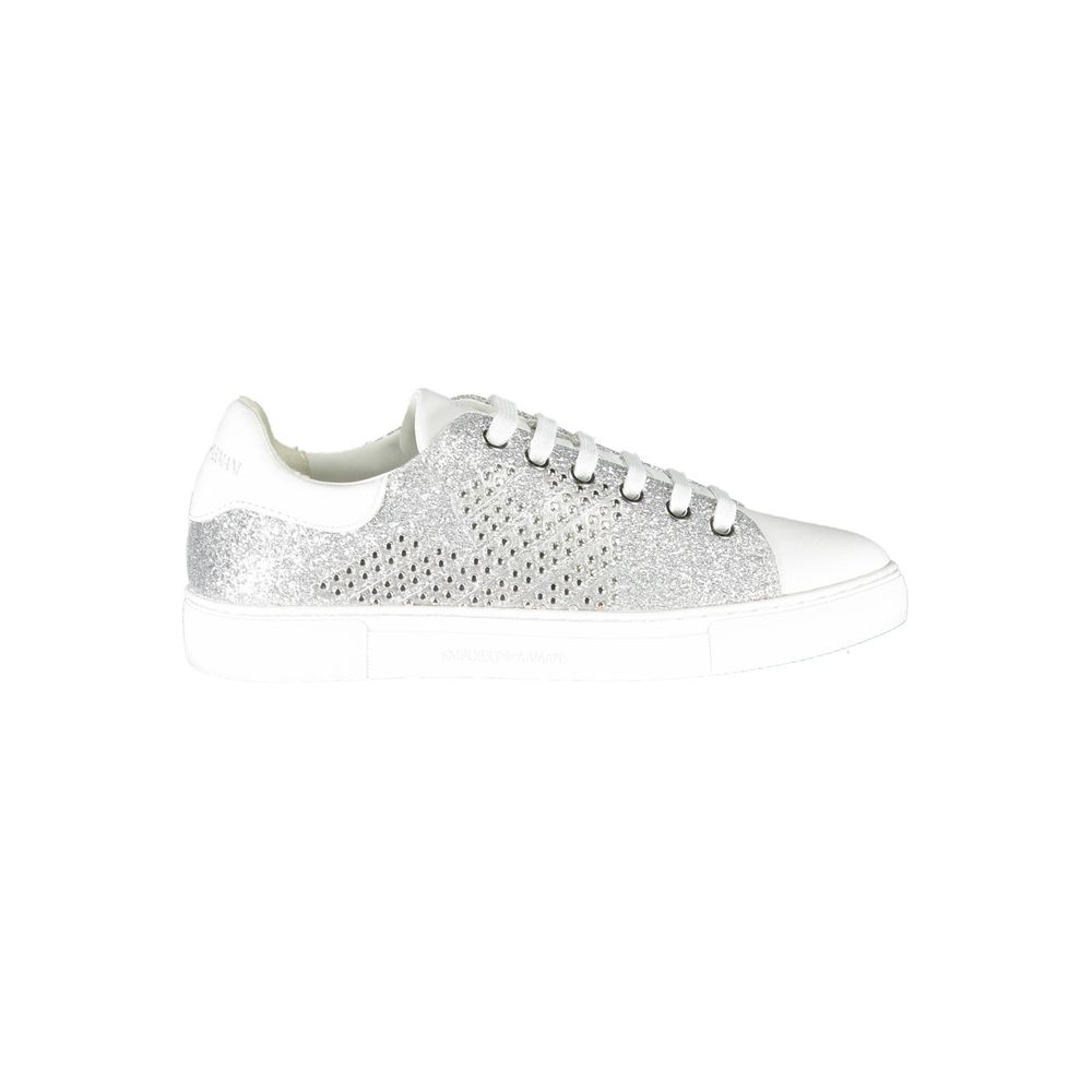 Baskets Emporio Armani en cuir argenté pour femme