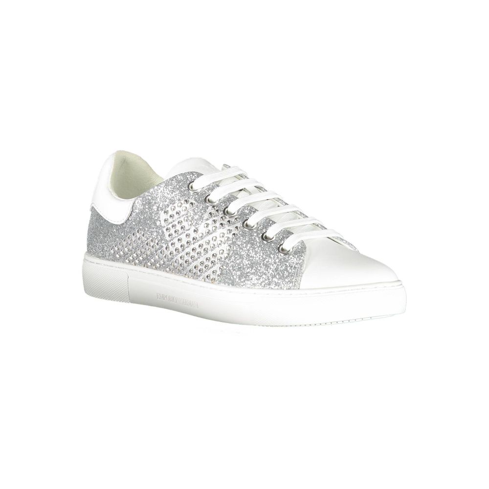 Baskets Emporio Armani en cuir argenté pour femme