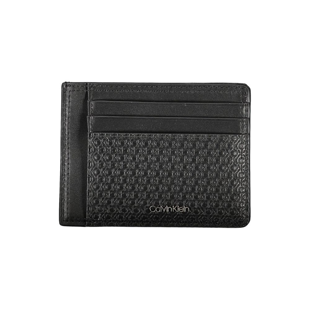 Porte-monnaie élégant en cuir noir Calvin Klein avec porte-cartes