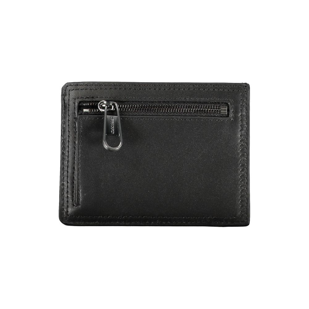 Porte-monnaie élégant en cuir noir Calvin Klein avec porte-cartes