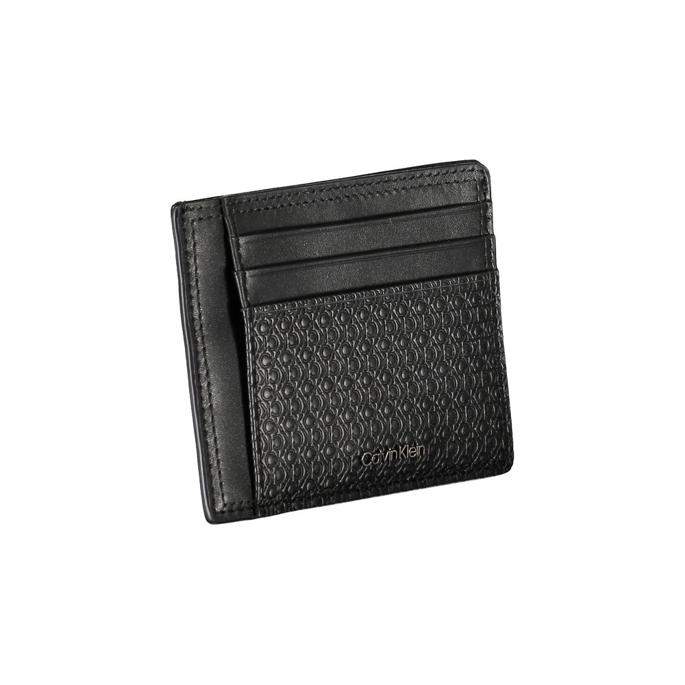 Porte-monnaie élégant en cuir noir Calvin Klein avec porte-cartes