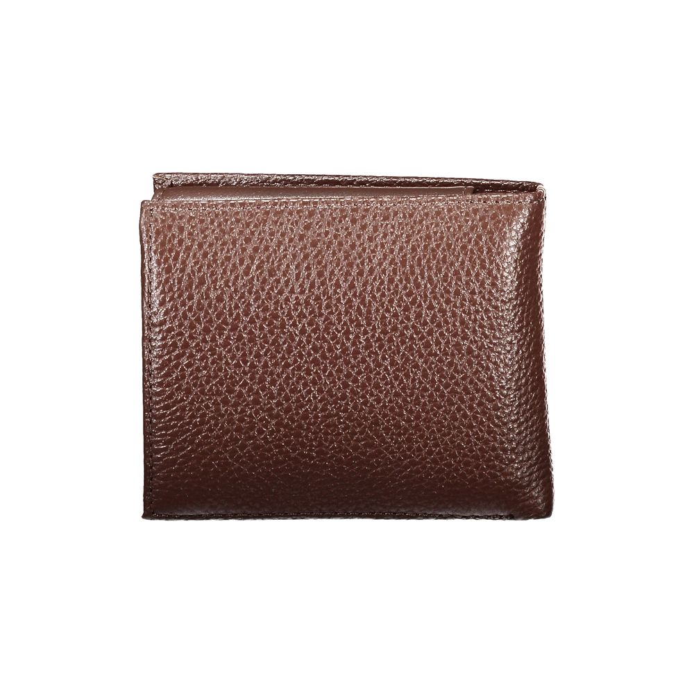 Portefeuille à deux volets élégant en cuir marron Tommy Hilfiger