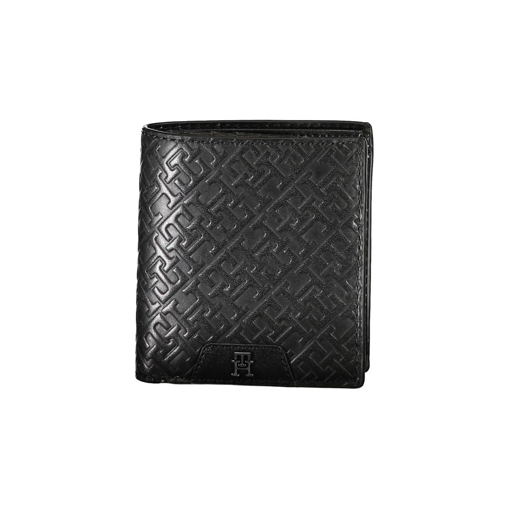 Portefeuille Tommy Hilfiger élégant en cuir noir à deux compartiments