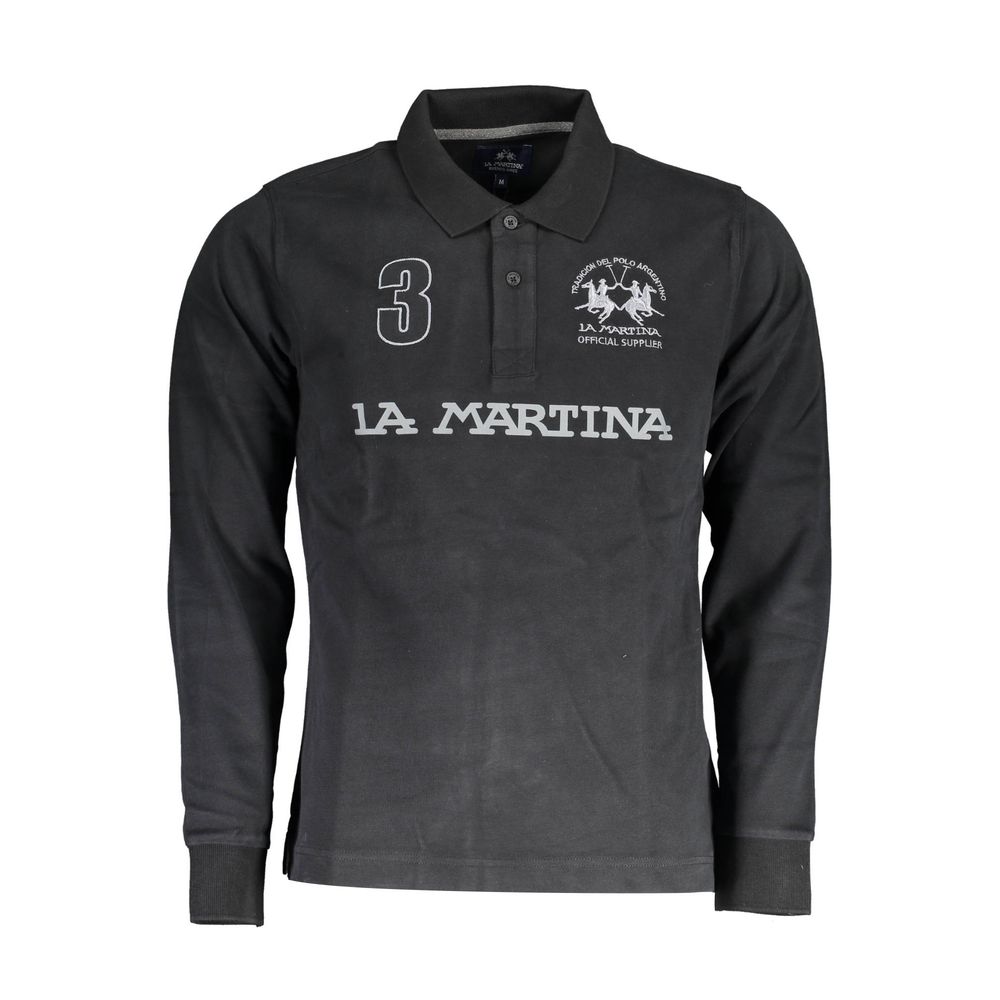 Polo homme en coton noir La Martina