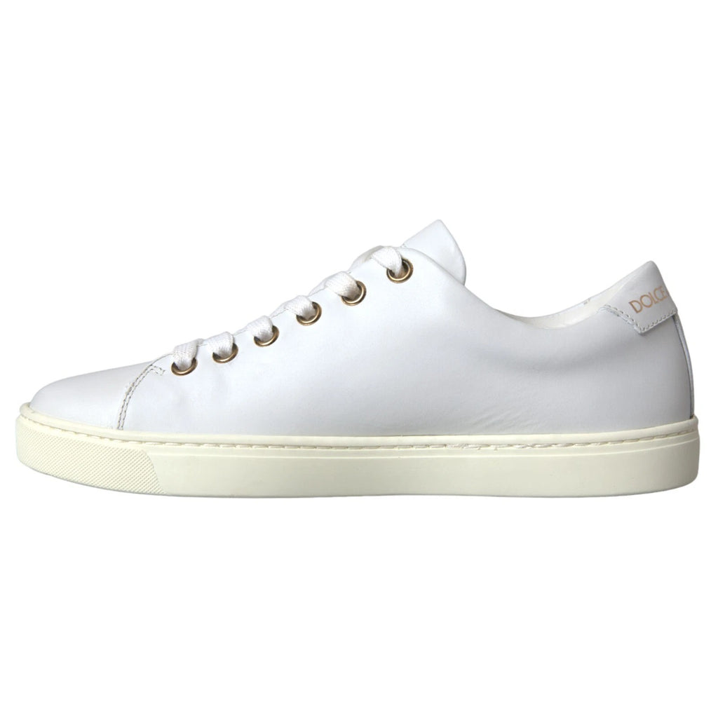 Baskets Dolce &amp; Gabbana en cuir blanc et or avec cœur rouge