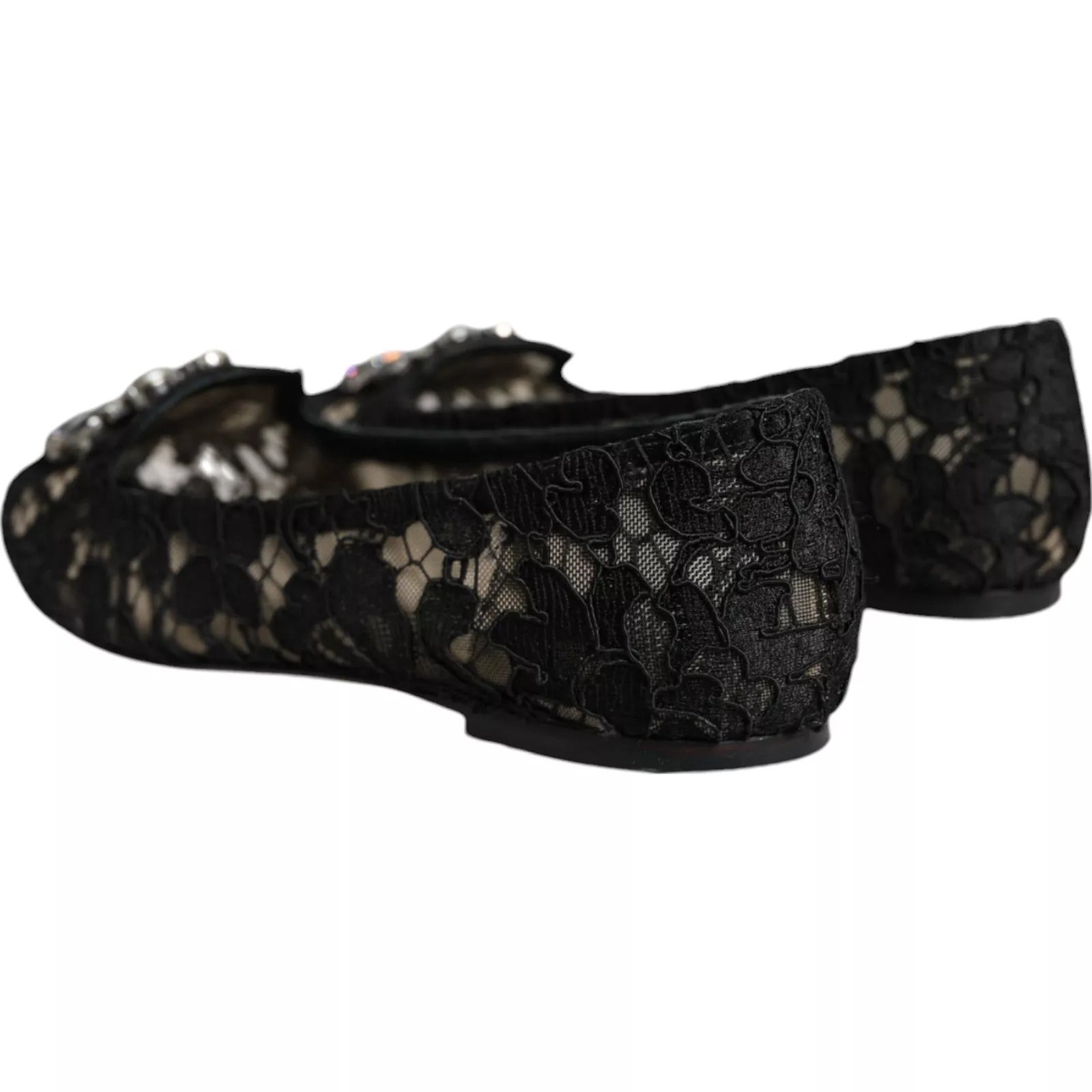 Ballerines plates en dentelle noire et cristaux Dolce &amp; Gabbana