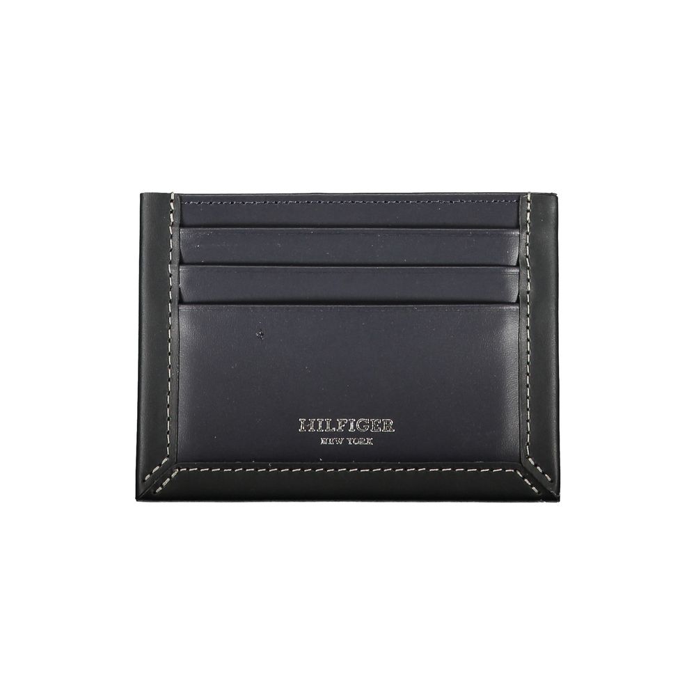 Porte-cartes Tommy Hilfiger en cuir bleu élégant avec détails contrastés