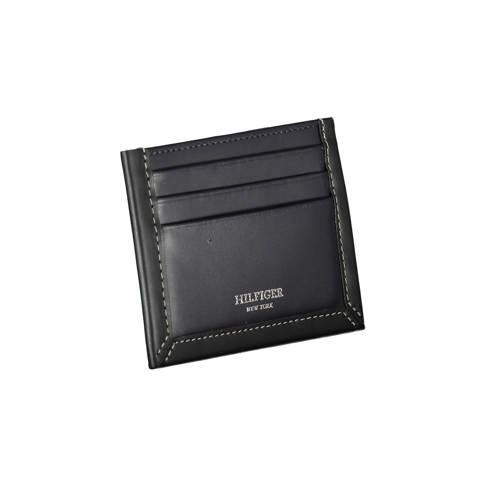 Porte-cartes Tommy Hilfiger en cuir bleu élégant avec détails contrastés