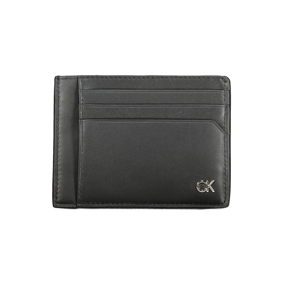 Portefeuille en cuir noir Calvin Klein