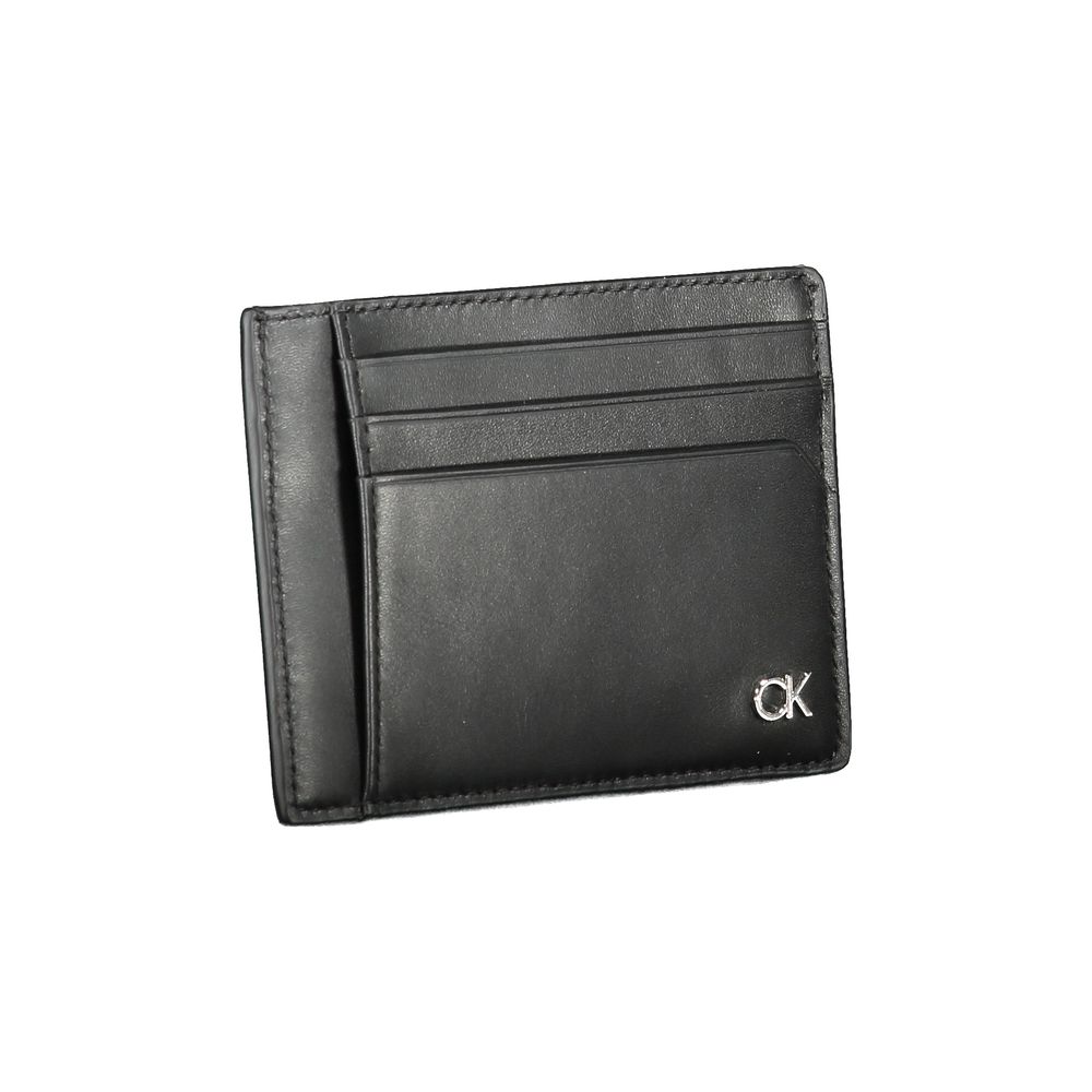 Portefeuille en cuir noir Calvin Klein