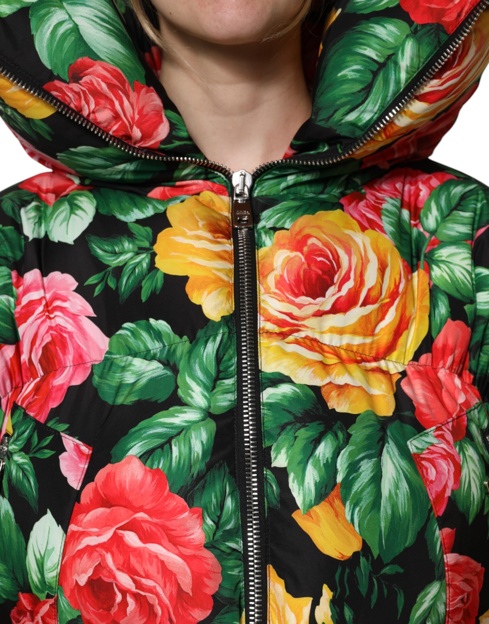 Dolce &amp; Gabbana Doudoune à capuche fleurie multicolore