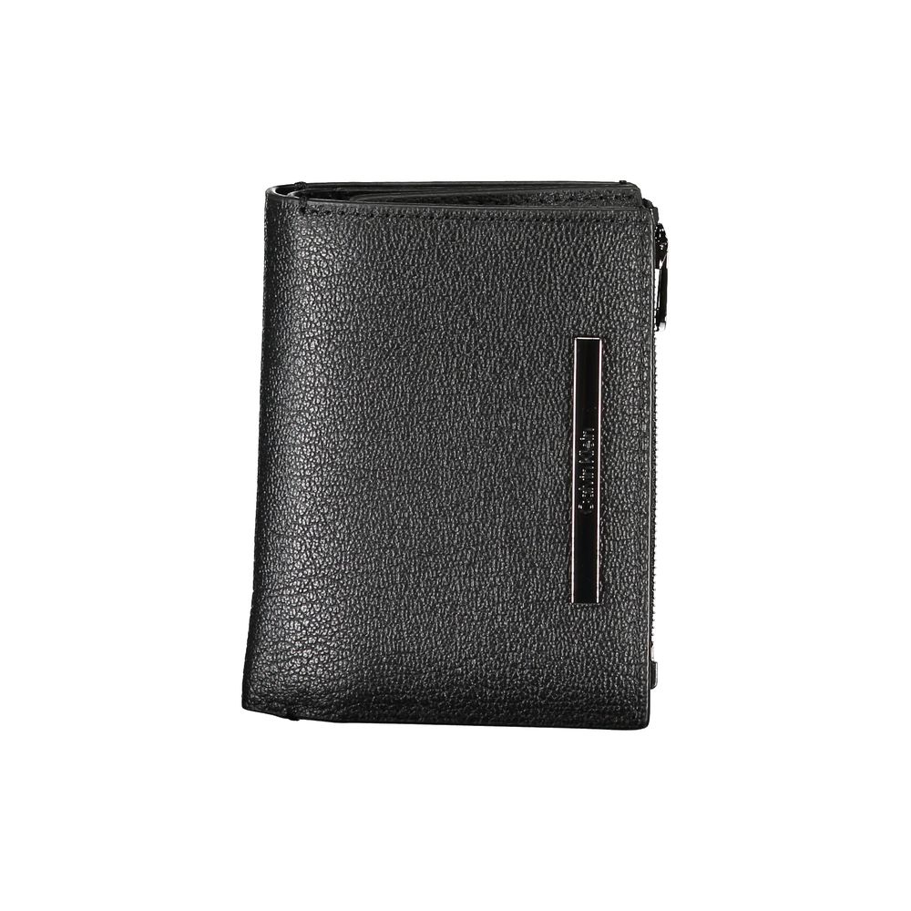 Portefeuille élégant en cuir noir Calvin Klein avec porte-monnaie