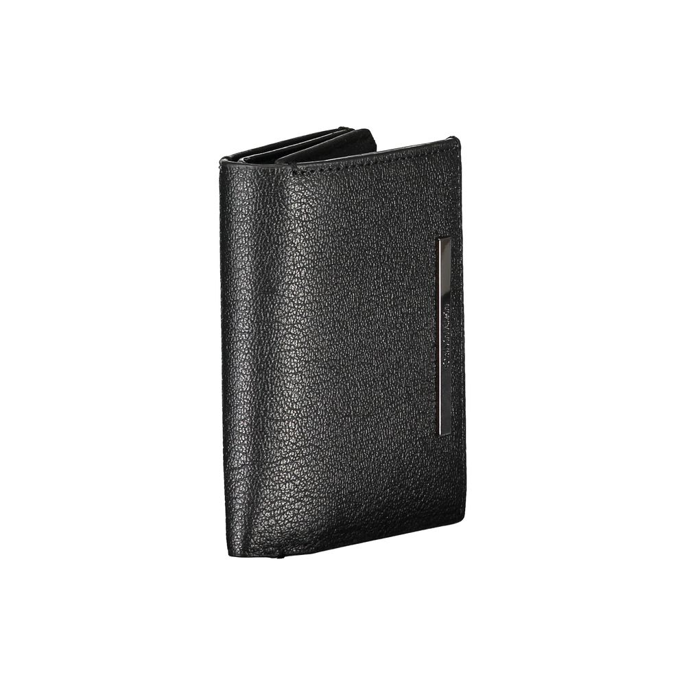 Portefeuille élégant en cuir noir Calvin Klein avec porte-monnaie