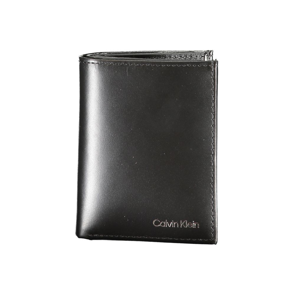 Portefeuille en cuir noir Calvin Klein