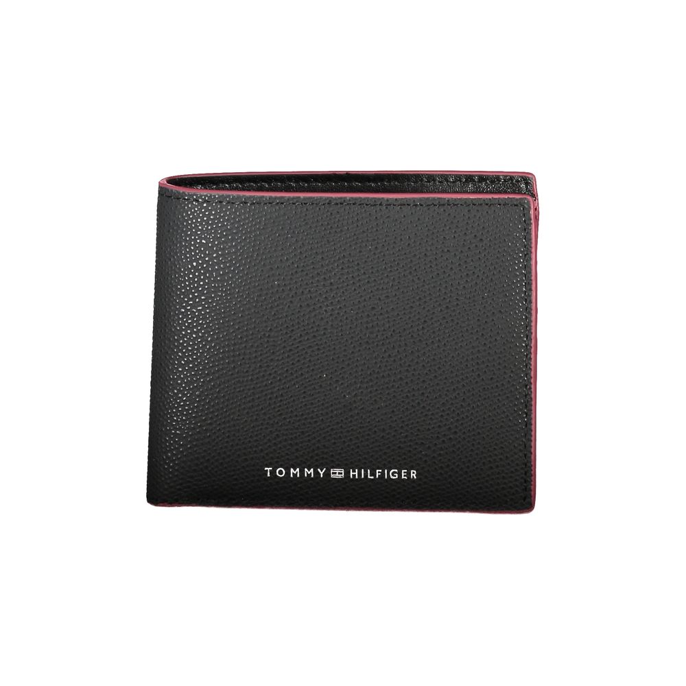 Portefeuille élégant en cuir noir Tommy Hilfiger
