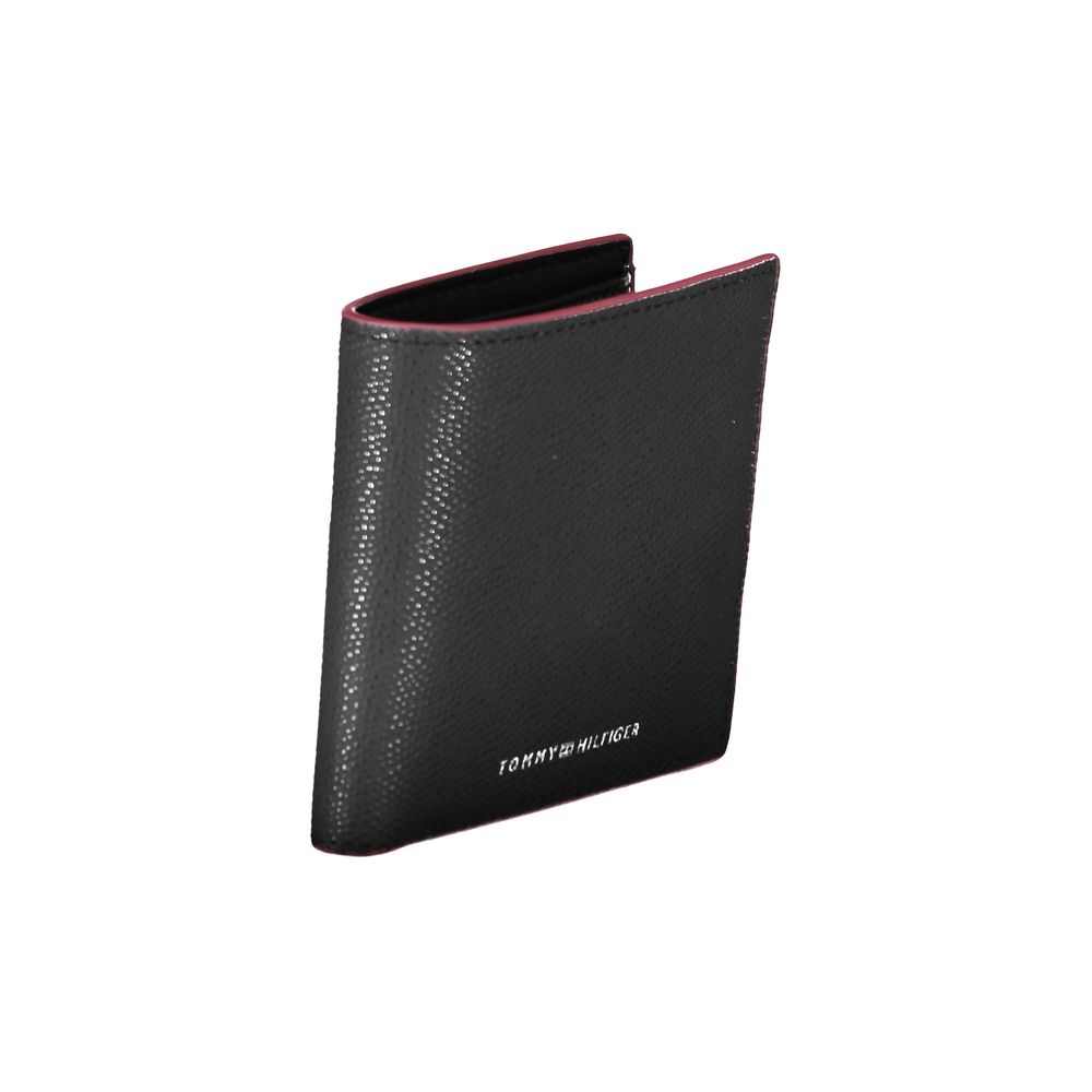 Portefeuille élégant en cuir noir Tommy Hilfiger