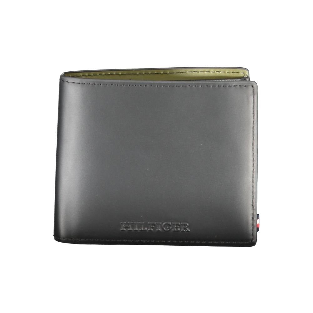 Portefeuille en cuir noir Tommy Hilfiger