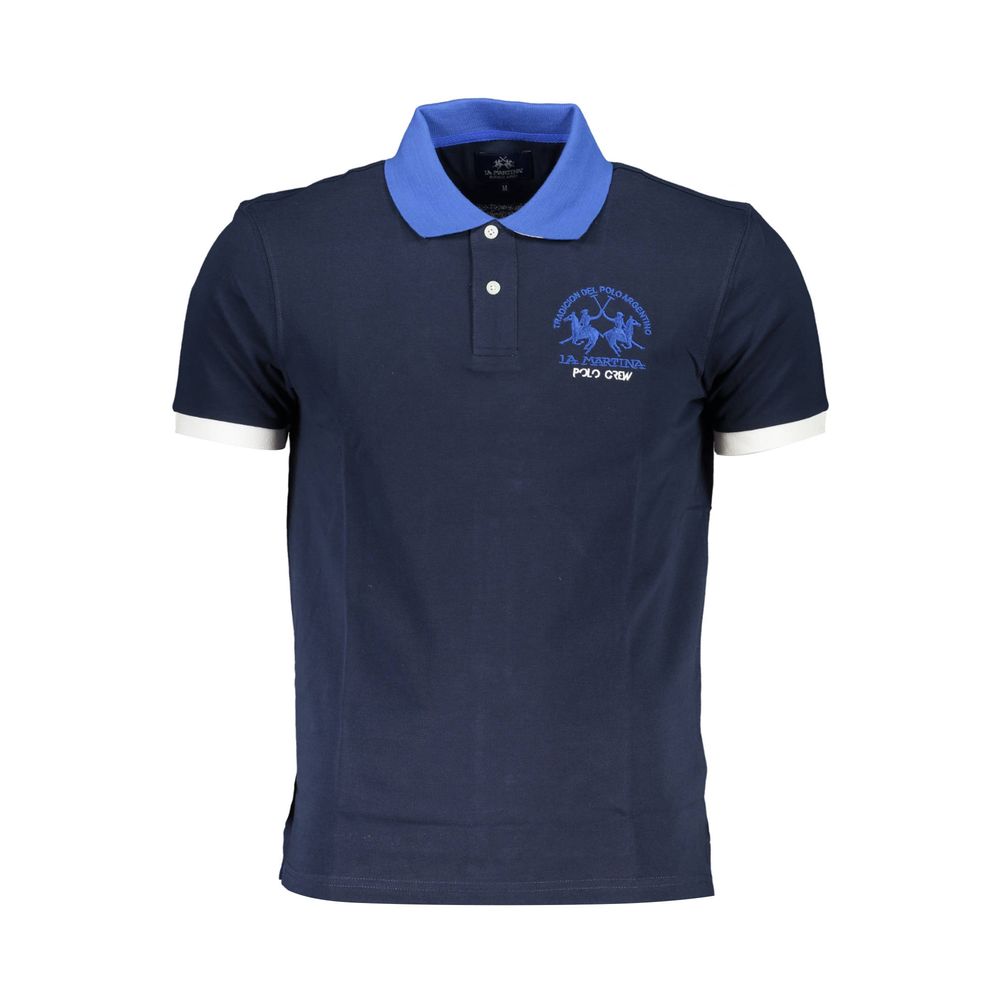 Polo homme en coton bleu La Martina