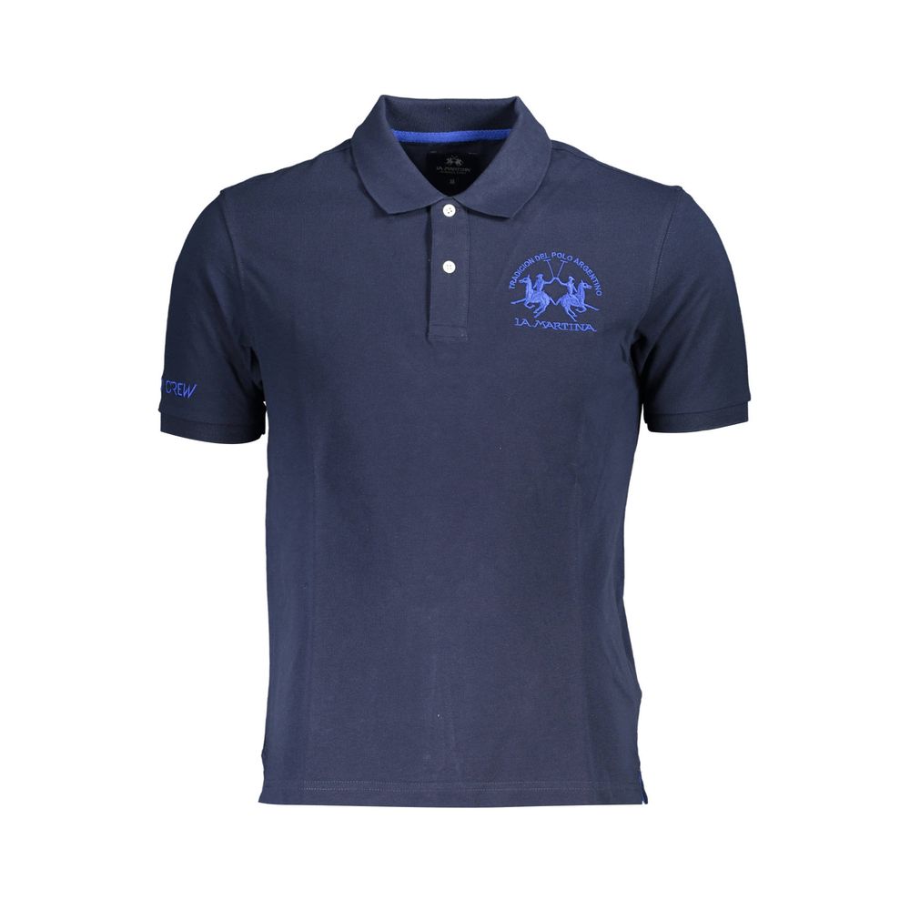 Polo homme en coton bleu La Martina