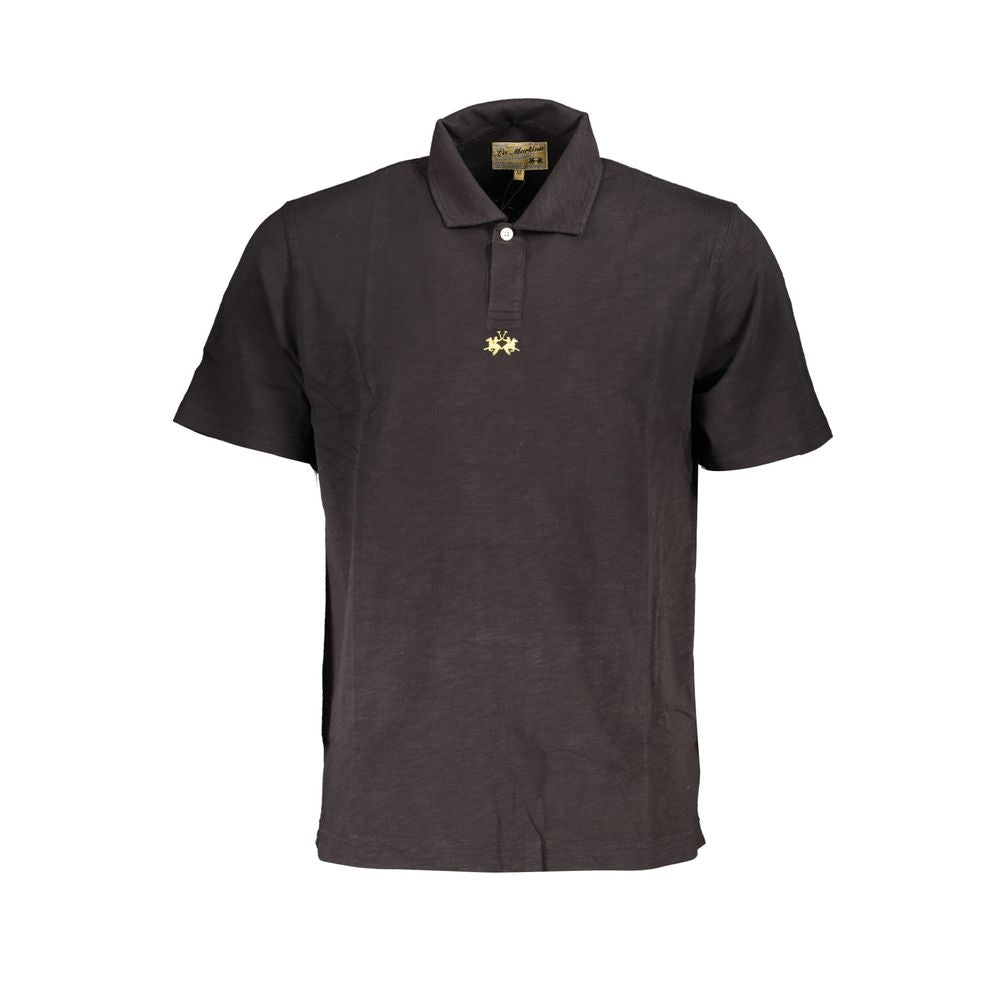 Polo élégant en coton noir La Martina, coupe classique