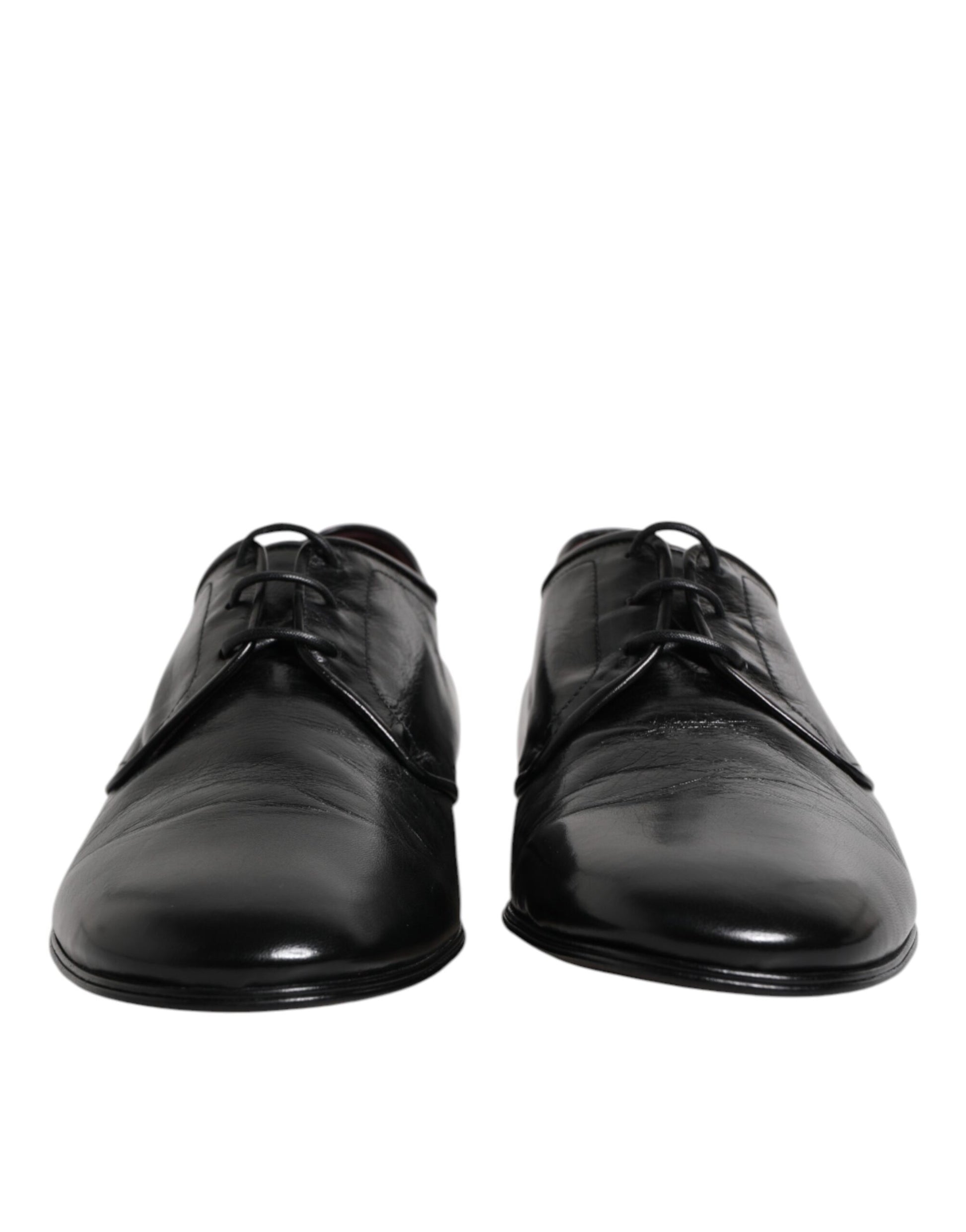 Chaussures habillées derby à lacets en cuir noir Dolce &amp; Gabbana