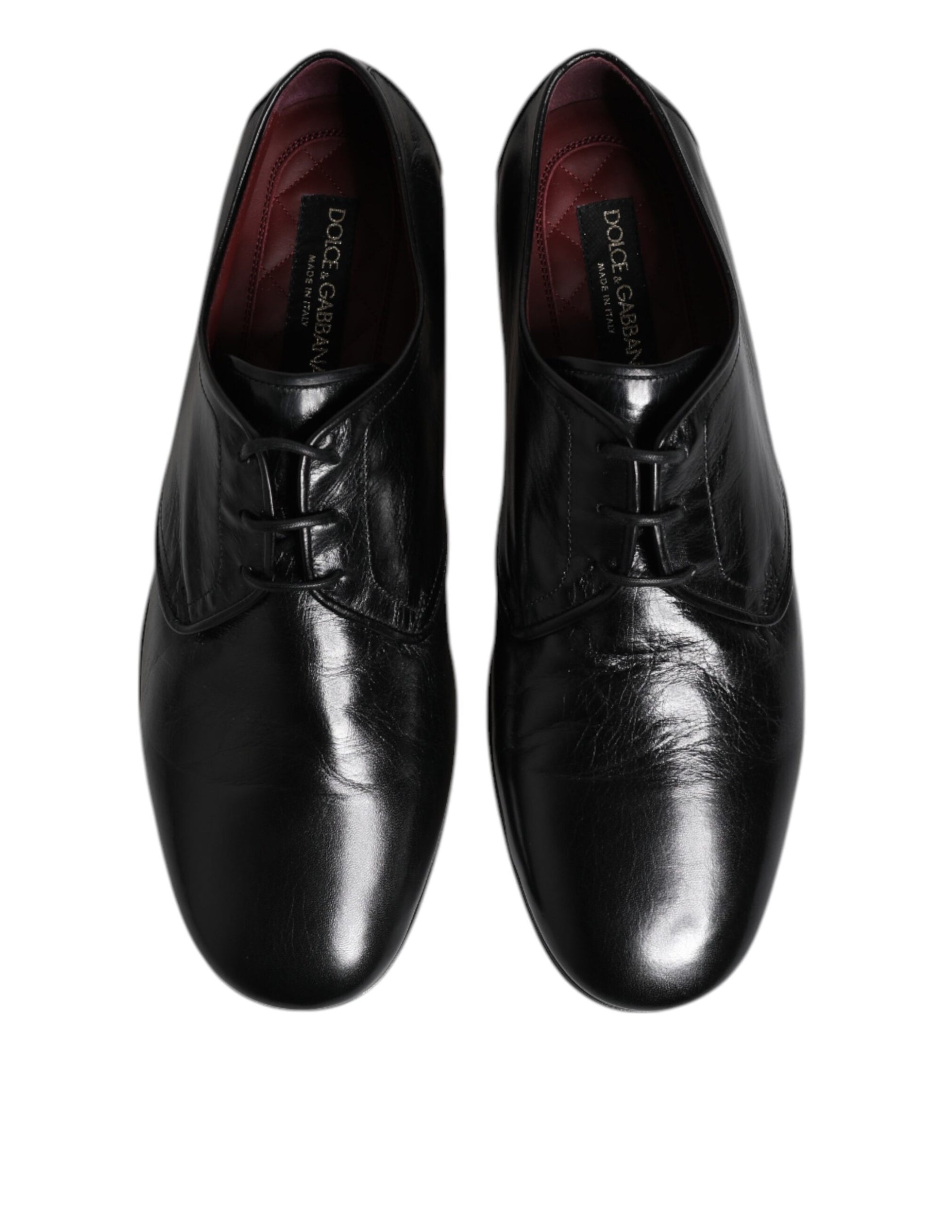 Chaussures habillées derby à lacets en cuir noir Dolce &amp; Gabbana