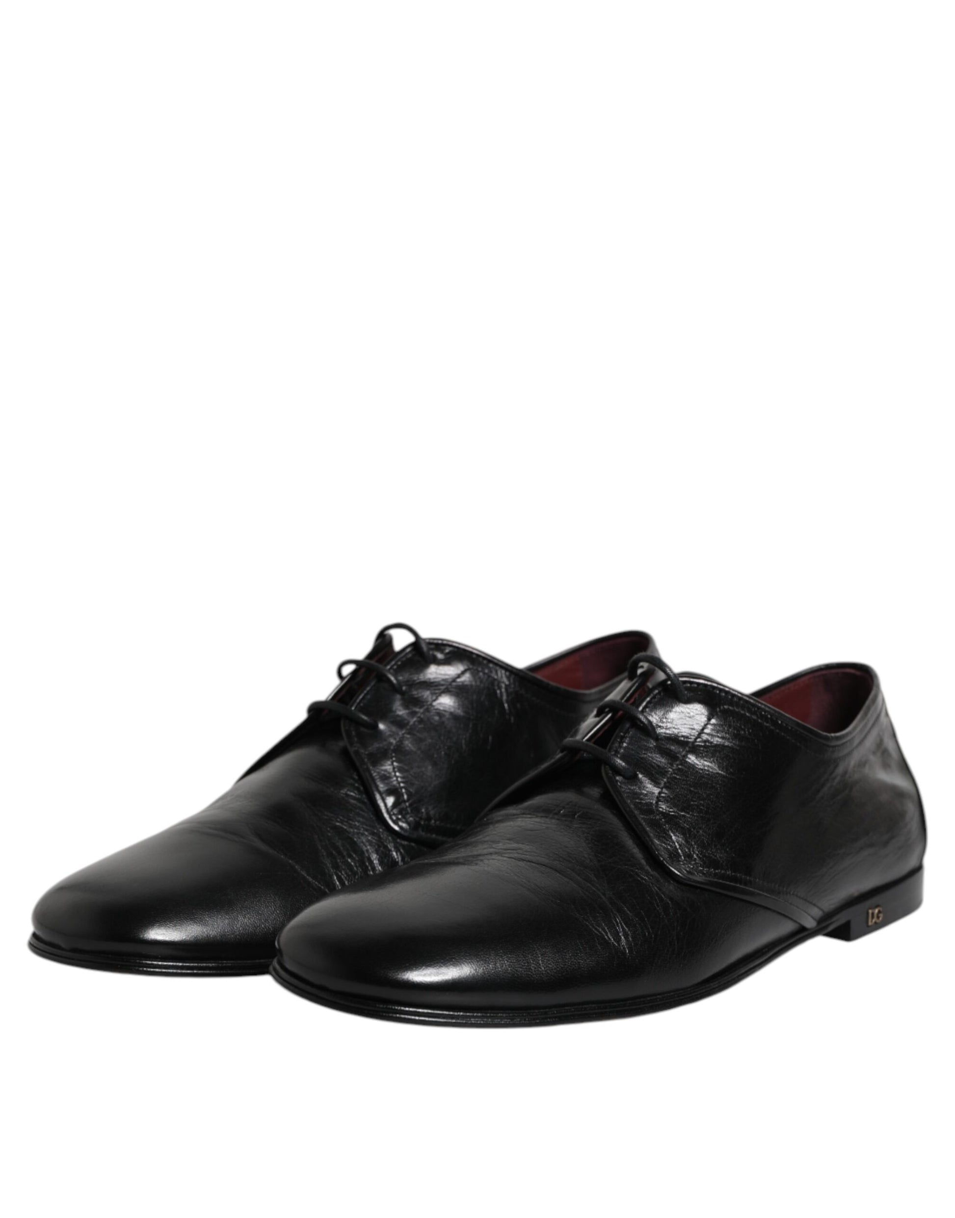 Chaussures habillées derby à lacets en cuir noir Dolce &amp; Gabbana