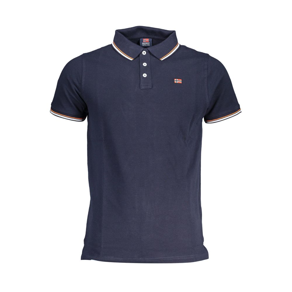 Polo bleu en coton pour homme, Norvège 1963
