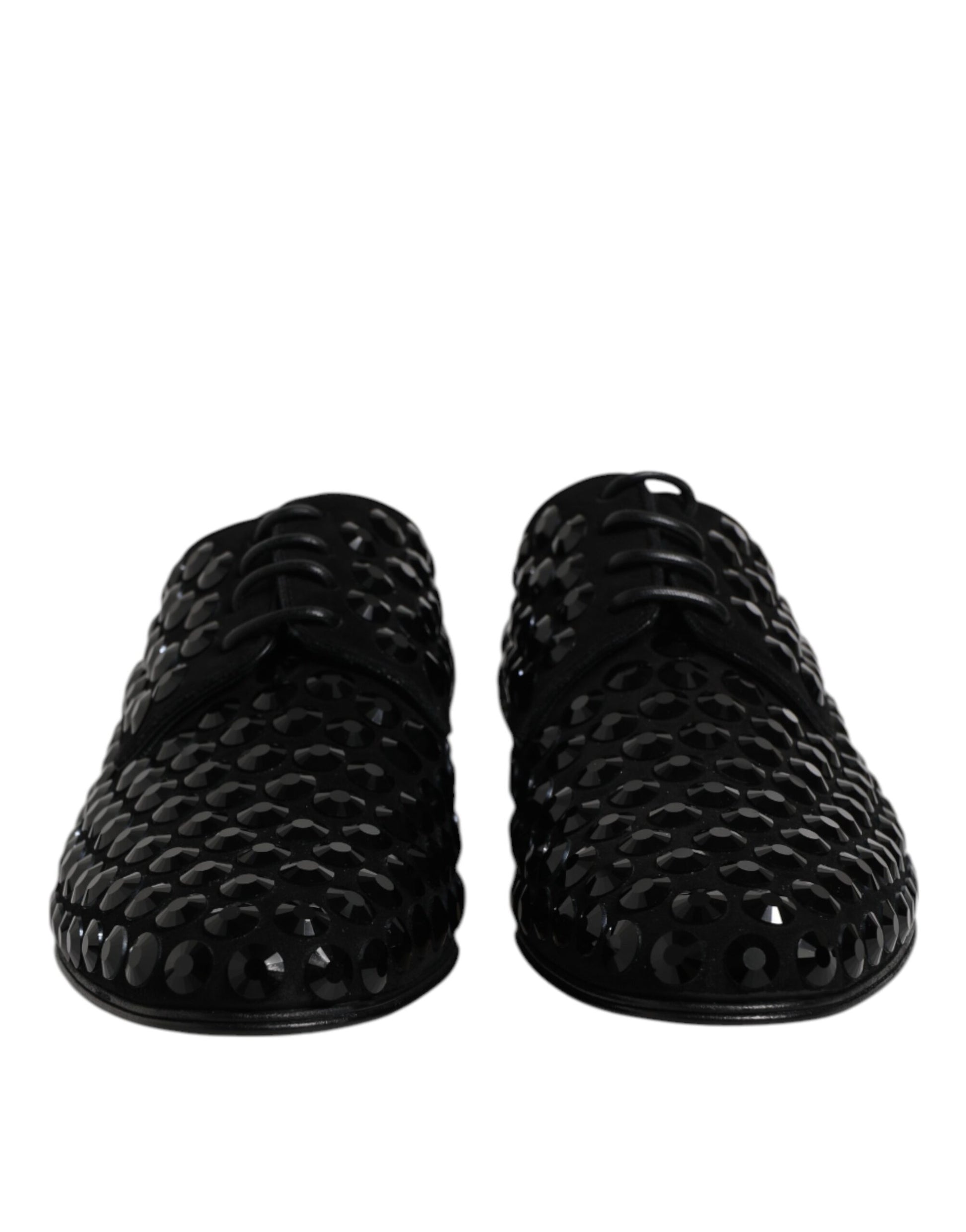Chaussures derby habillées en daim noir et strass Dolce &amp; Gabbana