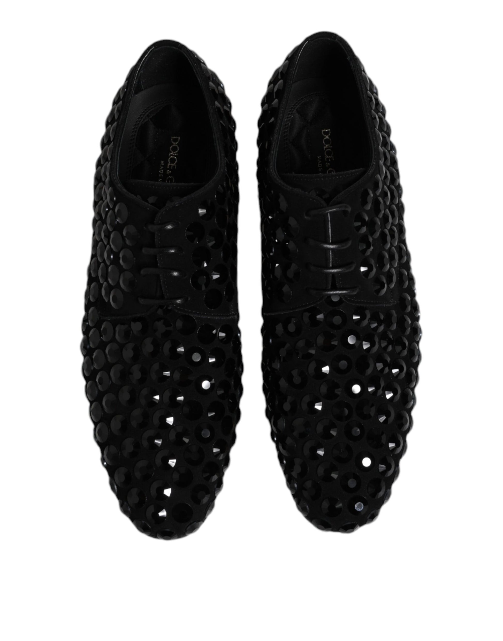Chaussures derby habillées en daim noir et strass Dolce &amp; Gabbana