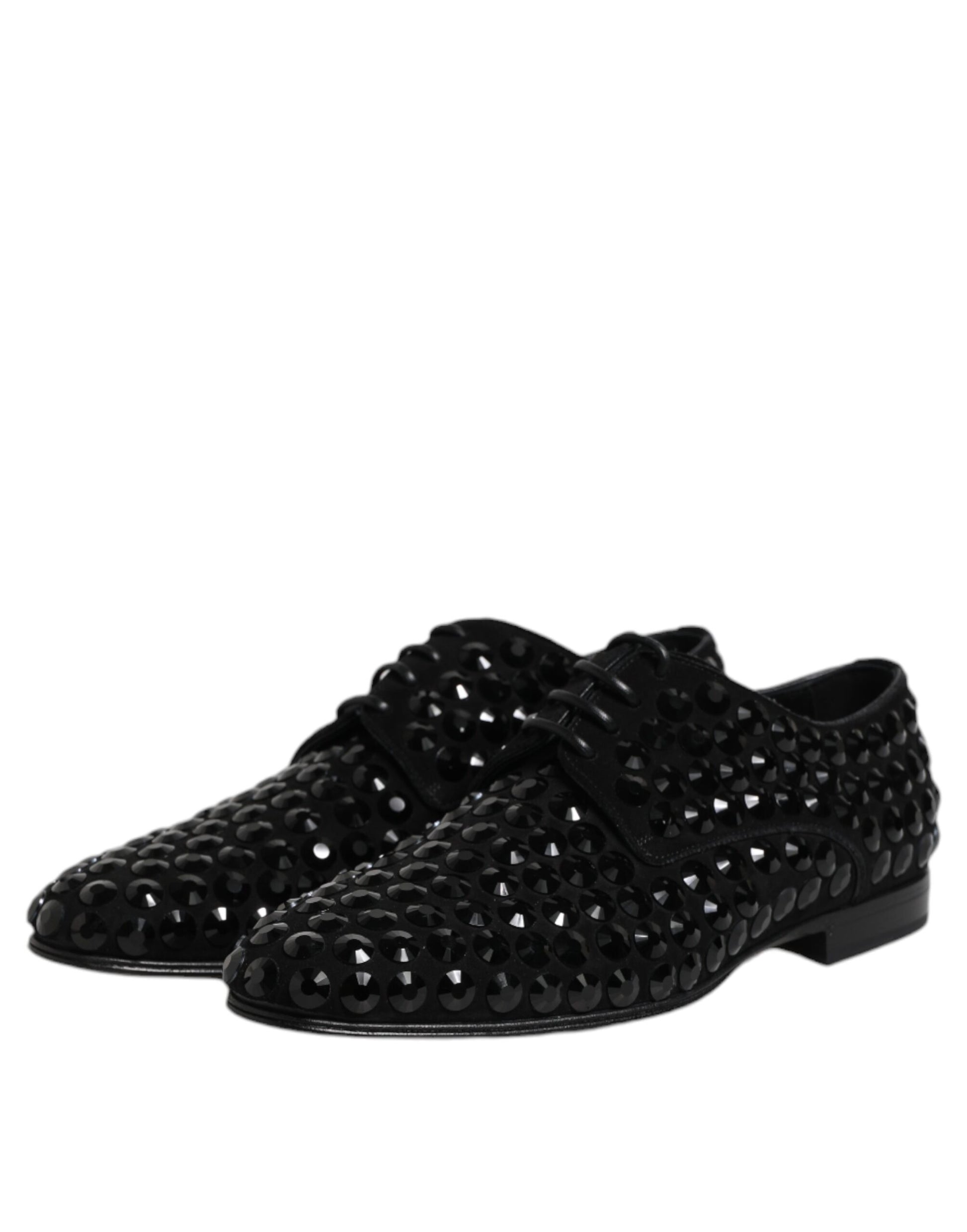 Chaussures derby habillées en daim noir et strass Dolce &amp; Gabbana