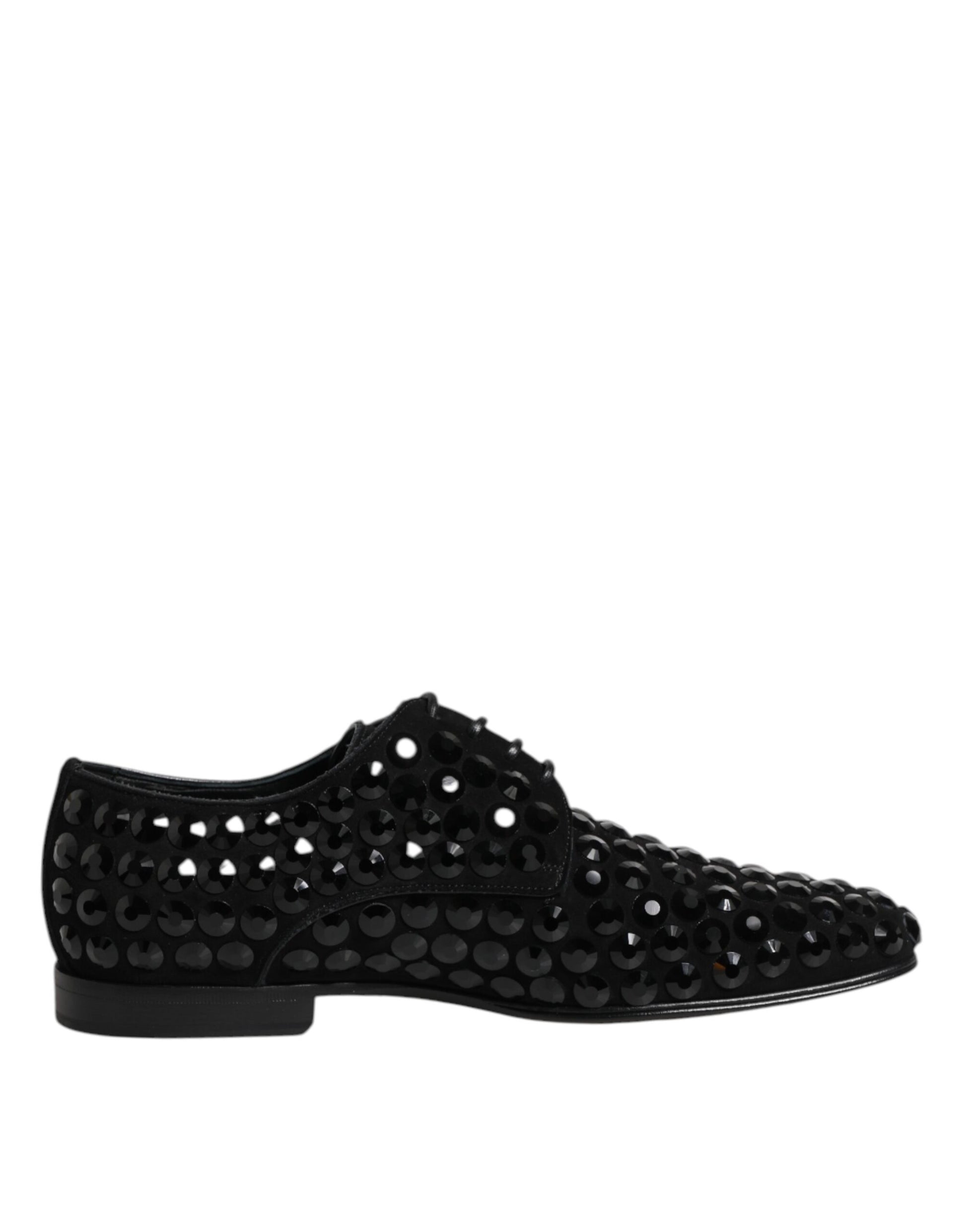 Chaussures derby habillées en daim noir et strass Dolce &amp; Gabbana