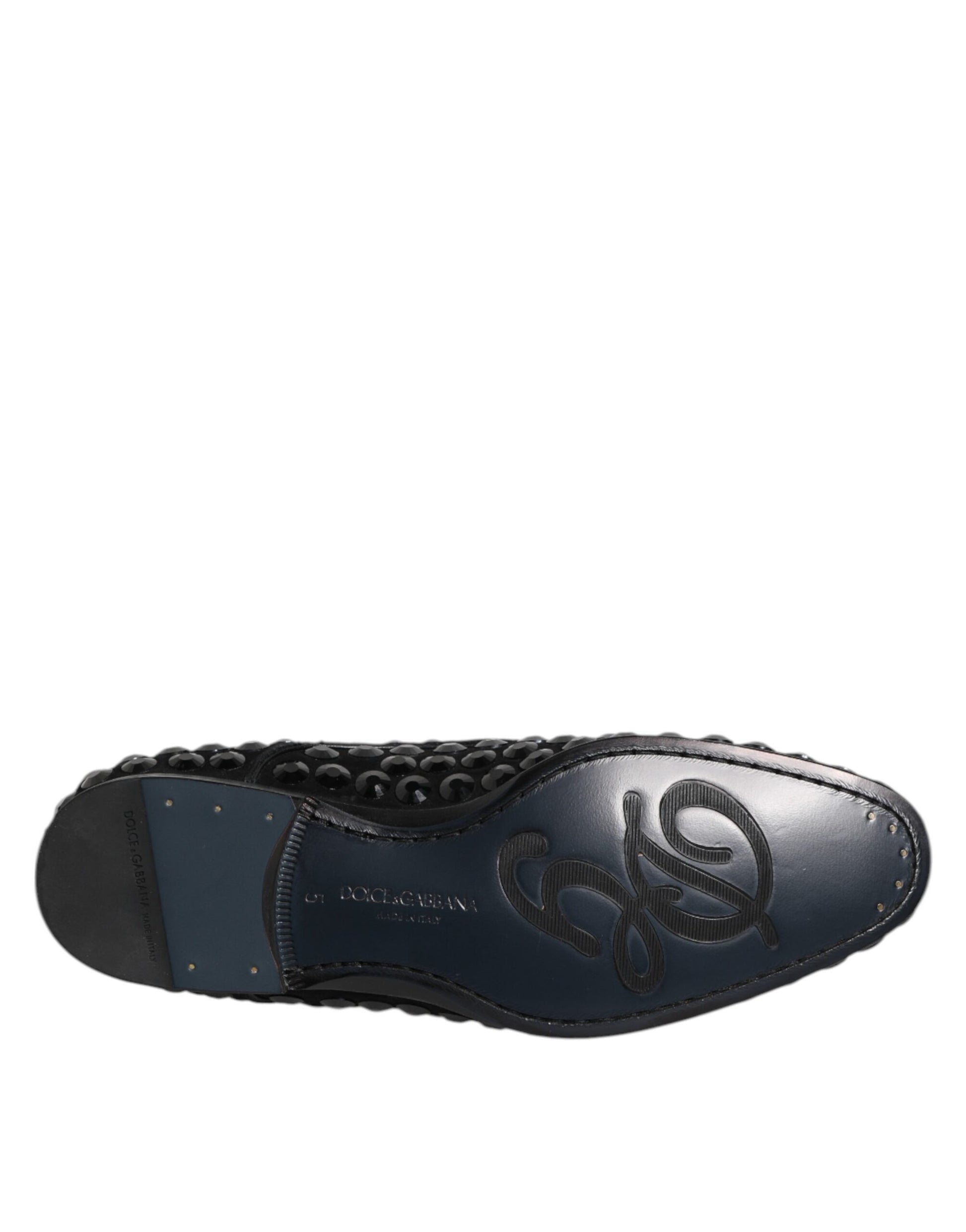 Chaussures derby habillées en daim noir et strass Dolce &amp; Gabbana