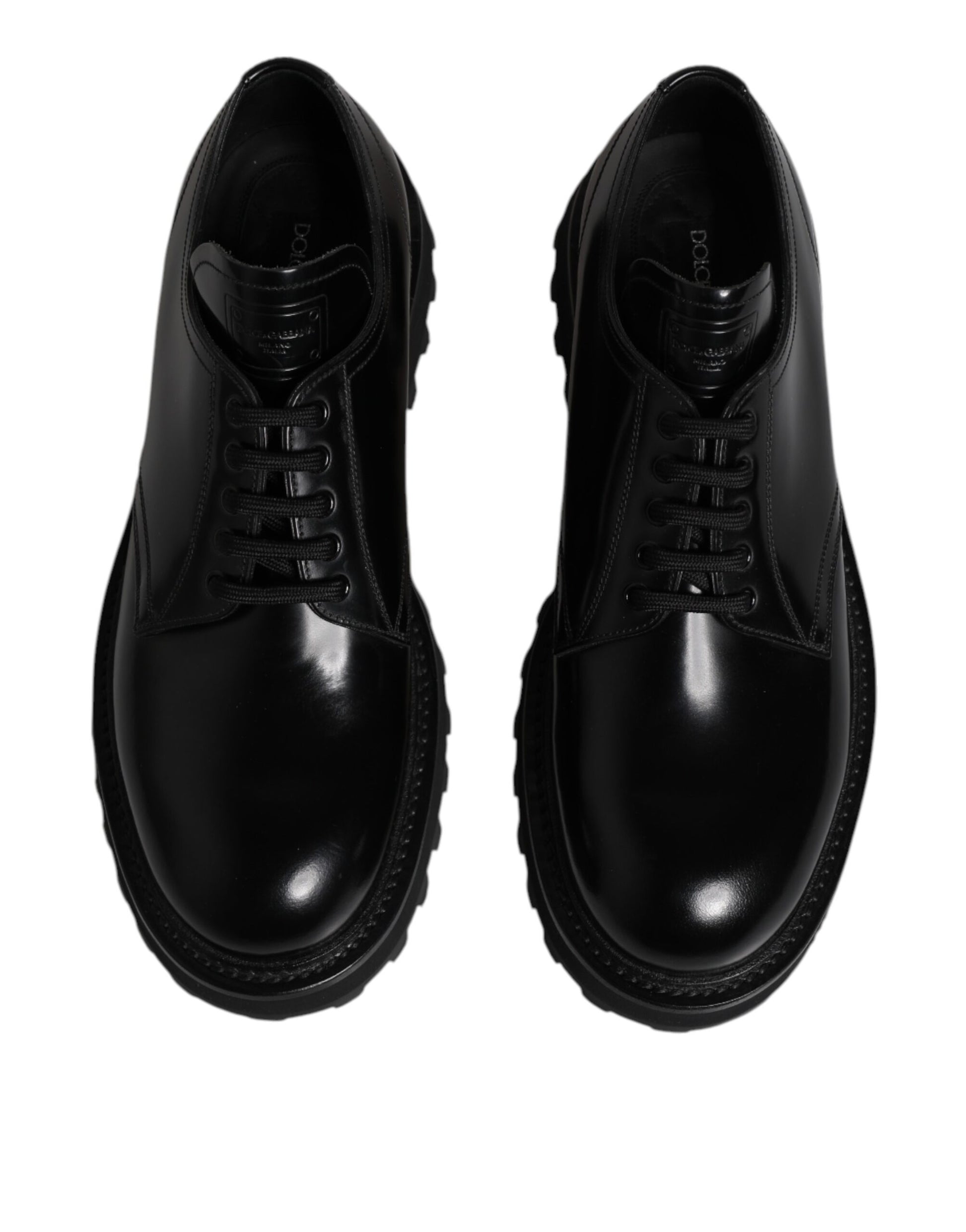 Chaussures habillées à lacets en cuir noir Dolce &amp; Gabbana pour homme