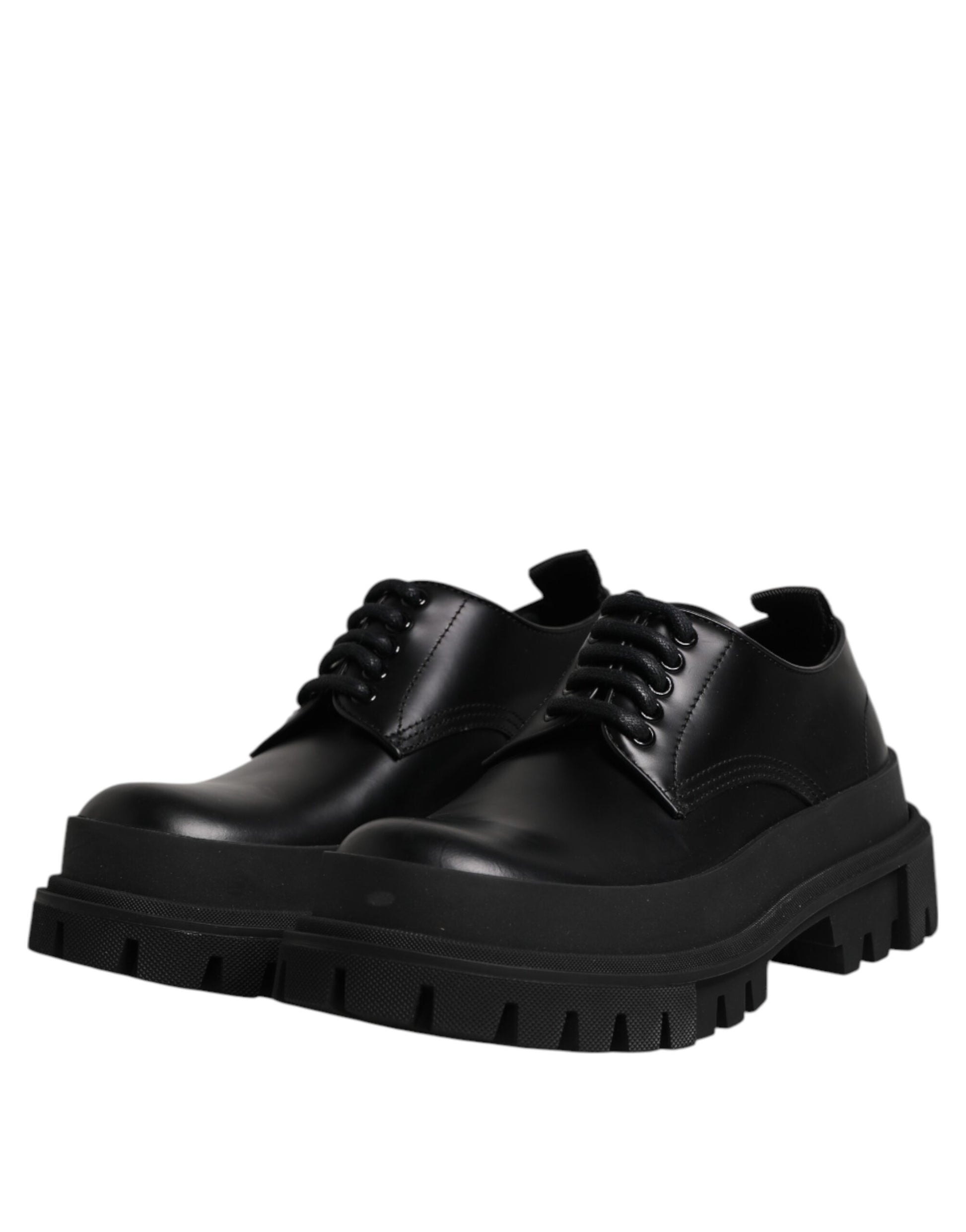 Chaussures habillées à lacets en cuir noir Dolce &amp; Gabbana pour homme