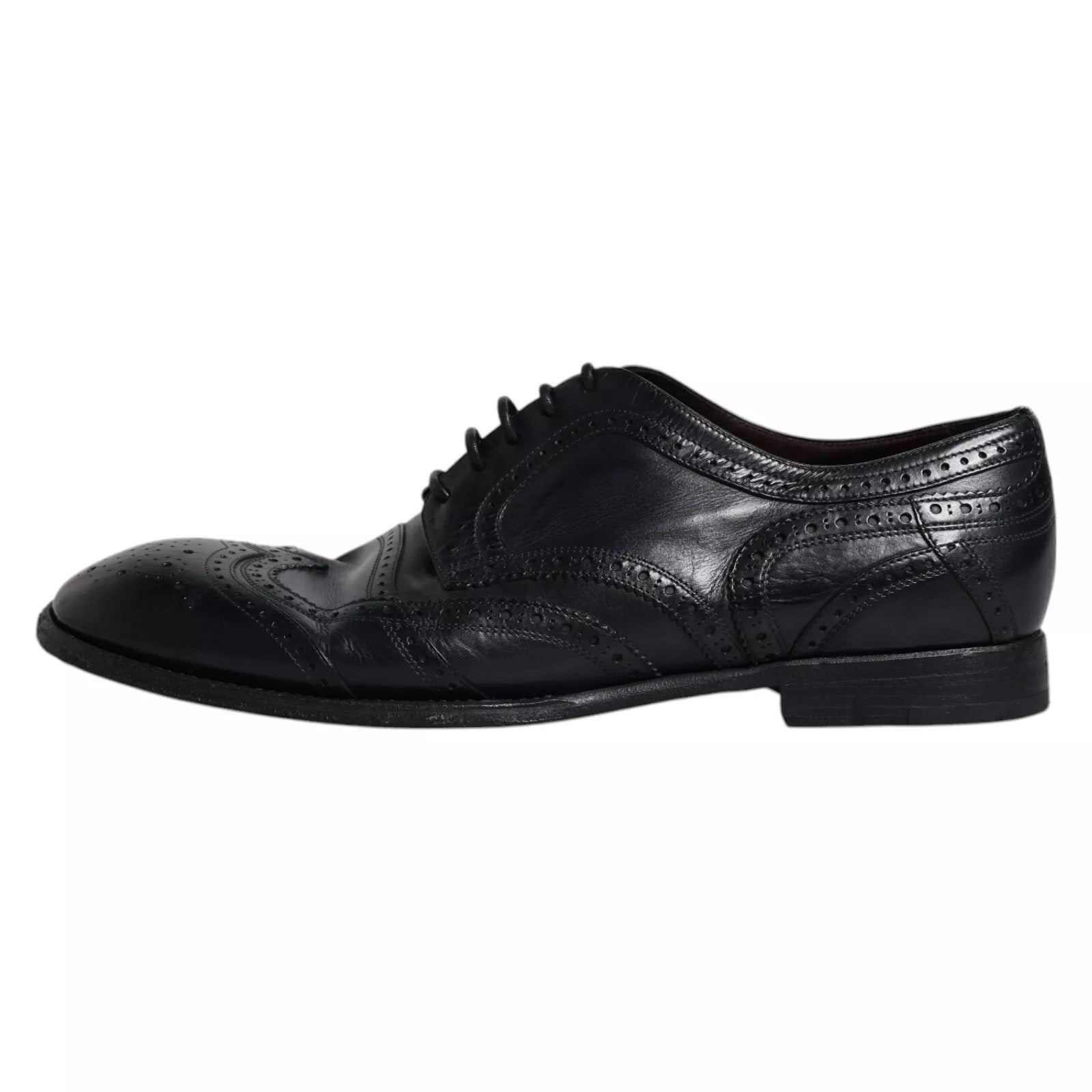 Chaussures habillées Derby à bout golf en cuir bleu foncé Dolce &amp; Gabbana