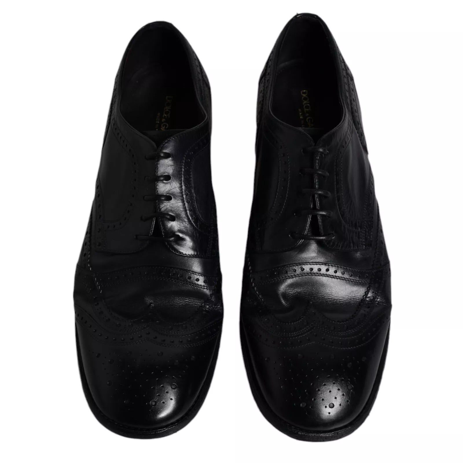 Chaussures habillées Derby à bout golf en cuir bleu foncé Dolce &amp; Gabbana