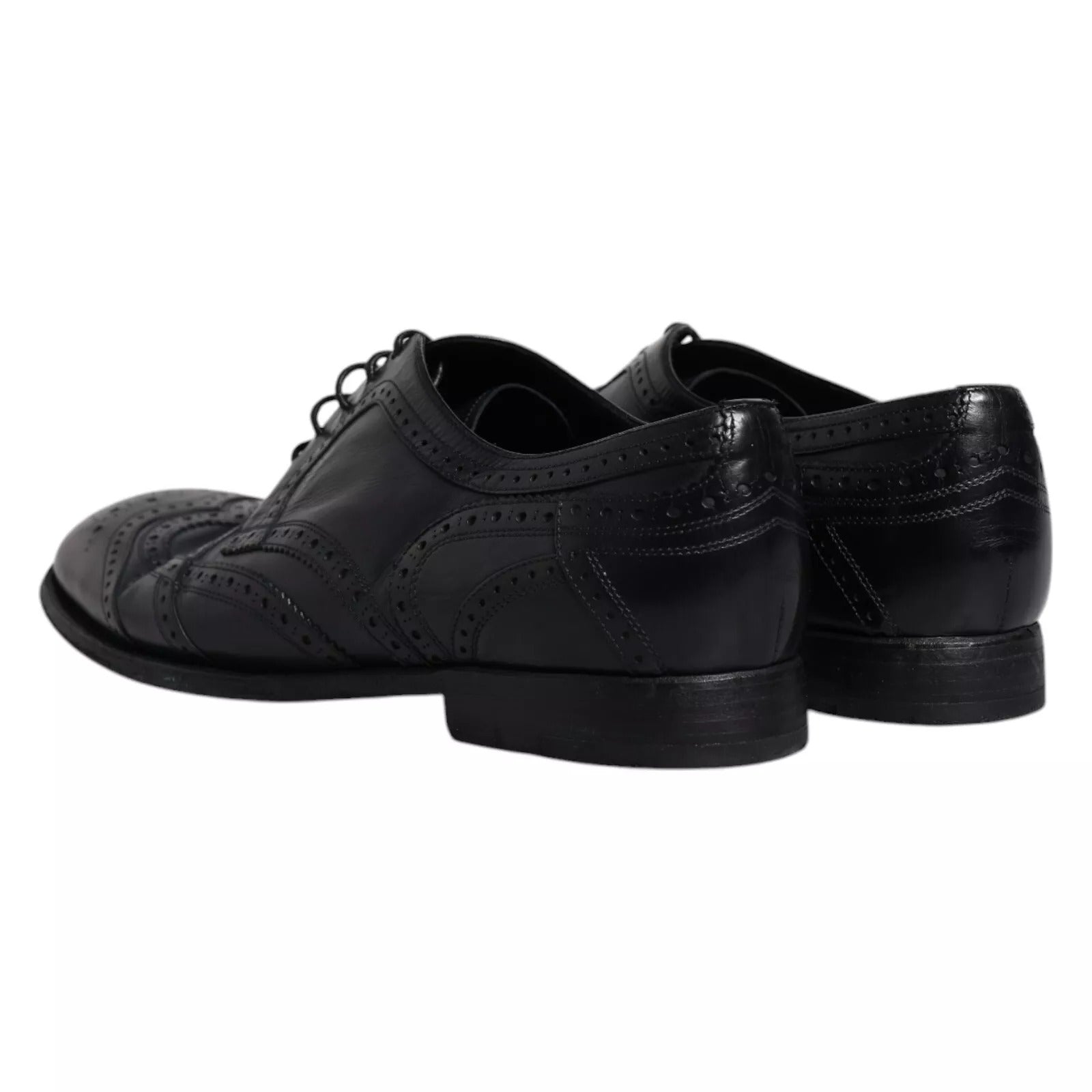 Chaussures habillées Derby à bout golf en cuir bleu foncé Dolce &amp; Gabbana