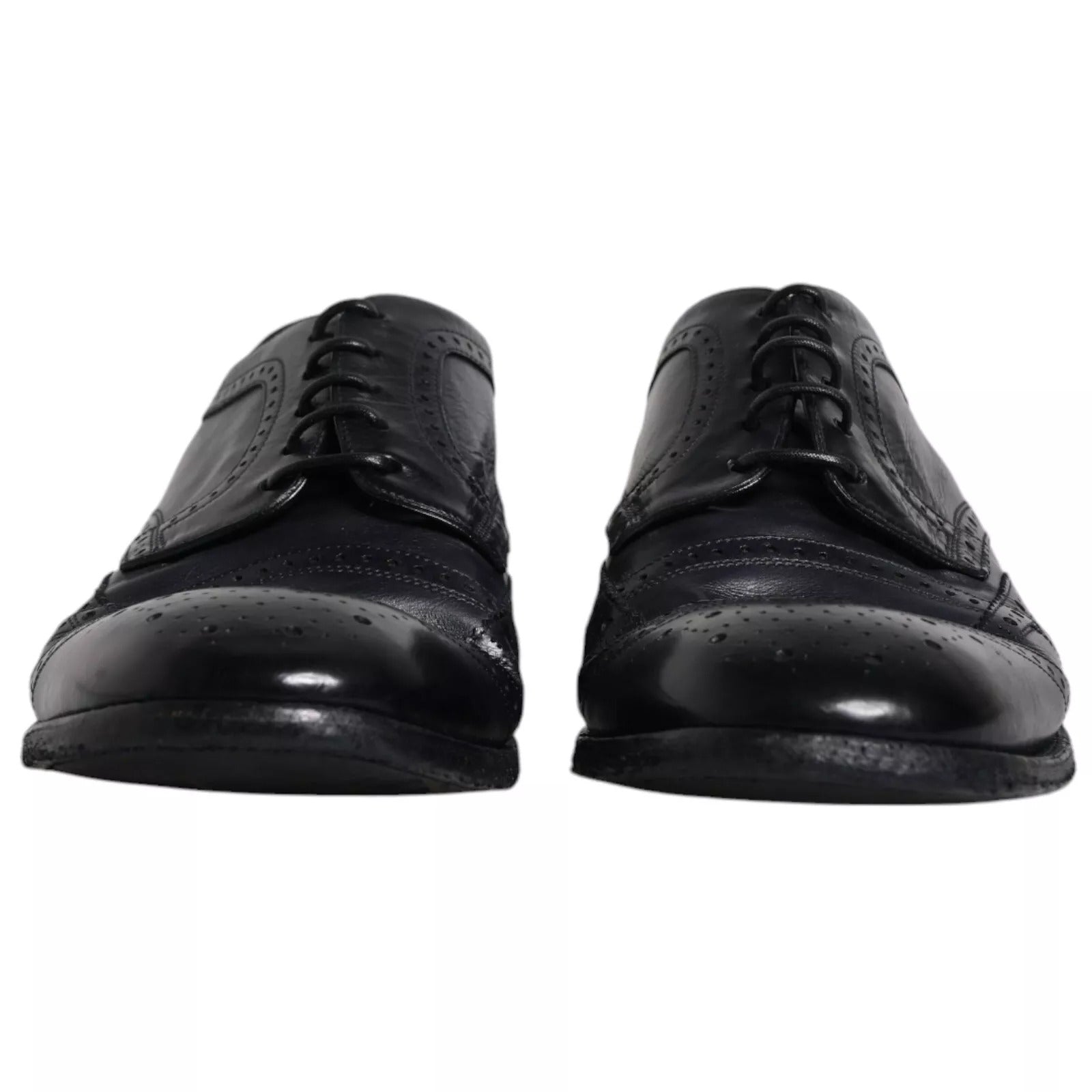 Chaussures habillées Derby à bout golf en cuir bleu foncé Dolce &amp; Gabbana